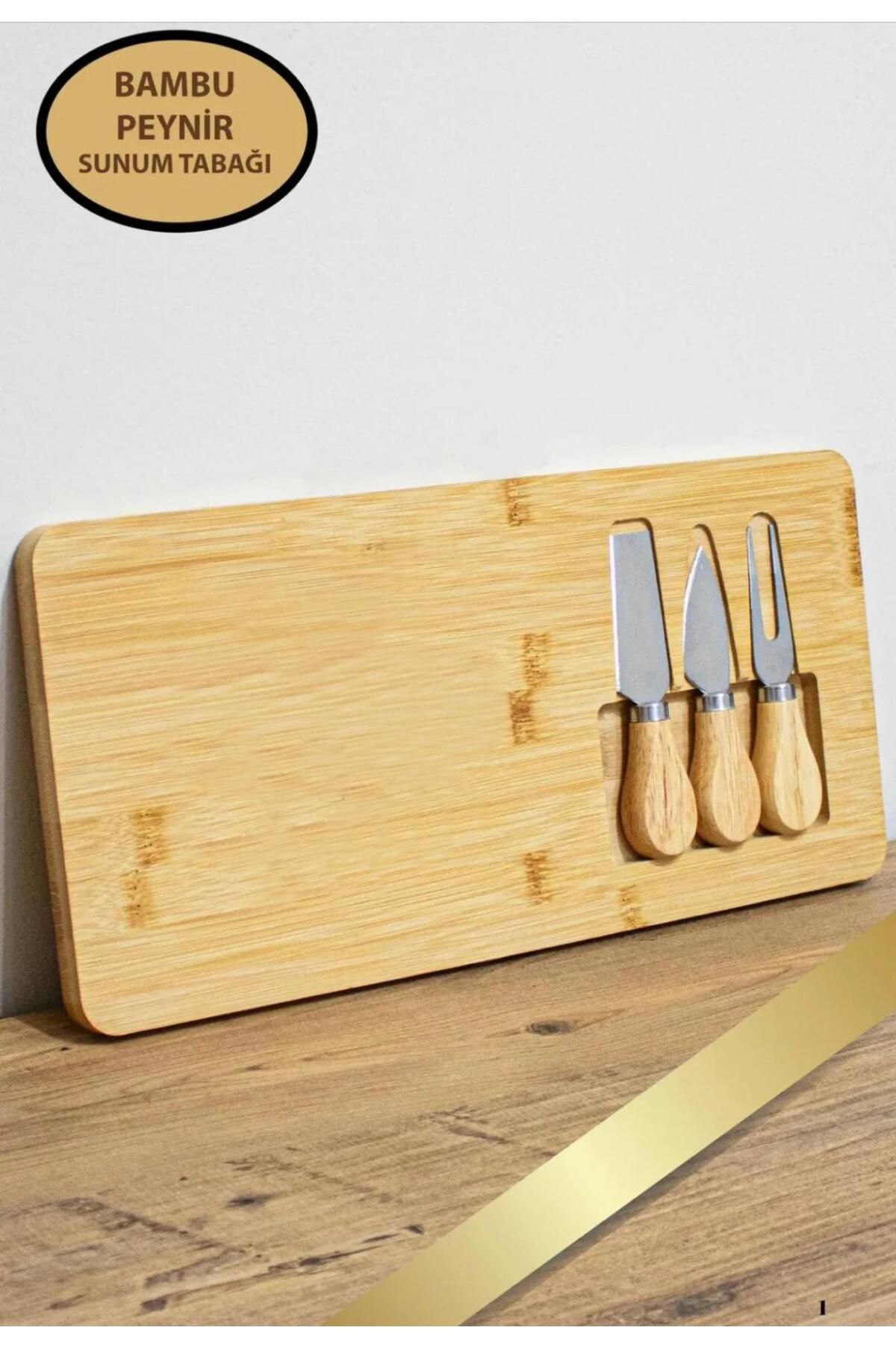 LİNGO HOME Bambu Peynir Sunumluk ve Bıçak Seti 38*17 cm