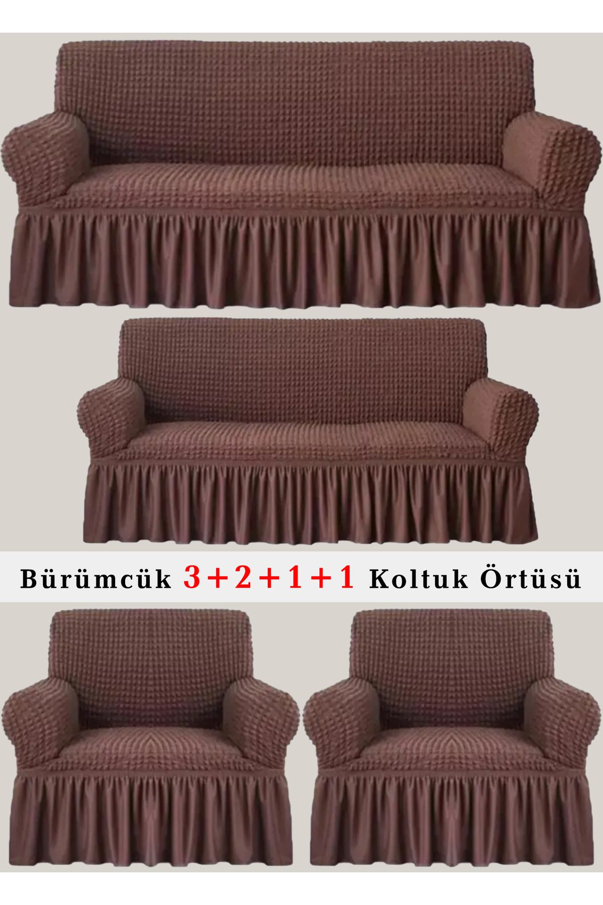 upmall Bürümcük Koltuk örtüsü, Kanepe, Çekyat Örtüsü, Koltuk Kılıfı 3 2 1 1 Takım