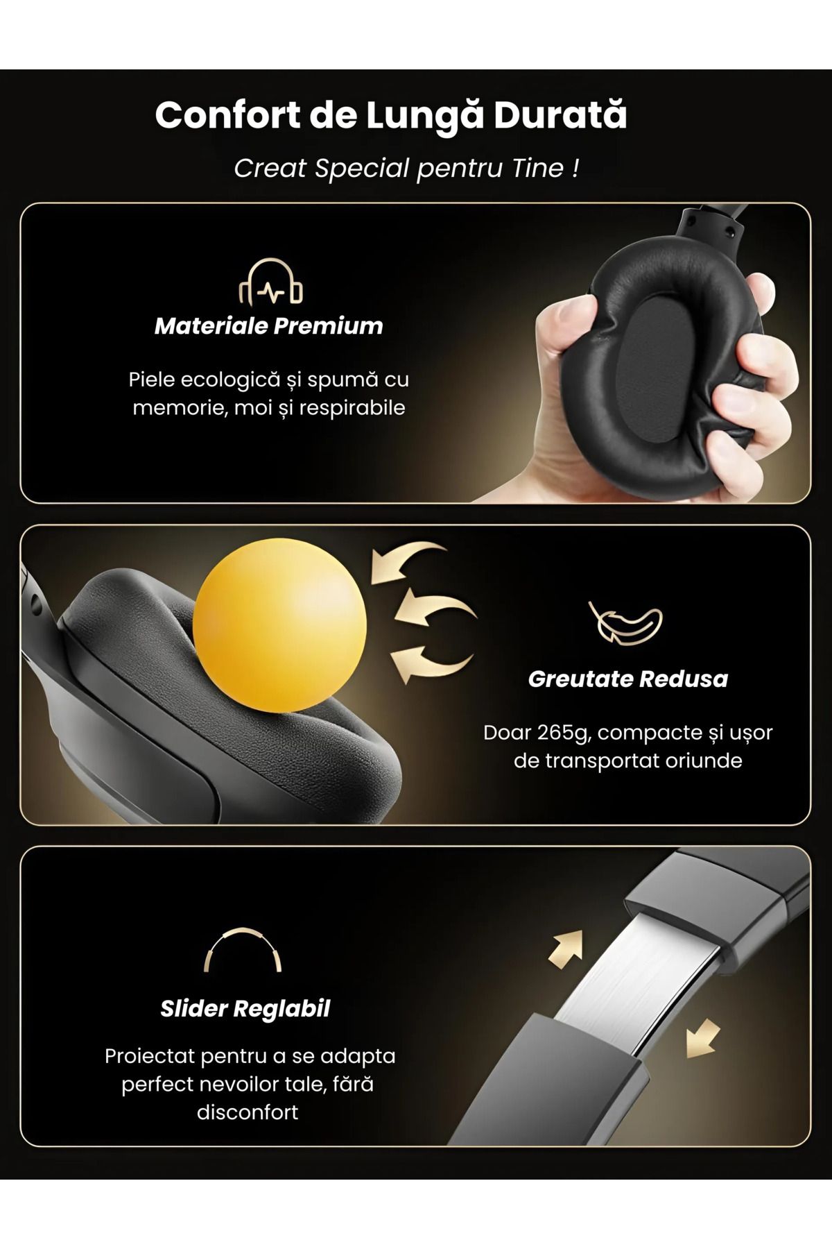 NEOSOR-Casti Over The Ear,Microfon,Wireless,Bluetooth 5.4,Autonomie 60H,Noise Cancelling, Bej 7