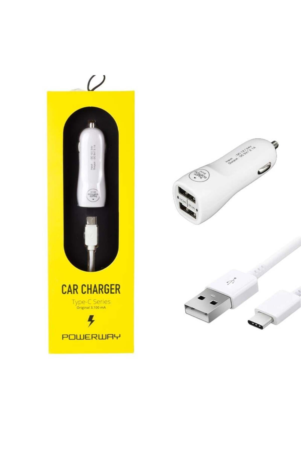 POWERWAY 3.1A Type-C Araç Çakmaklık Şarj Aleti X3