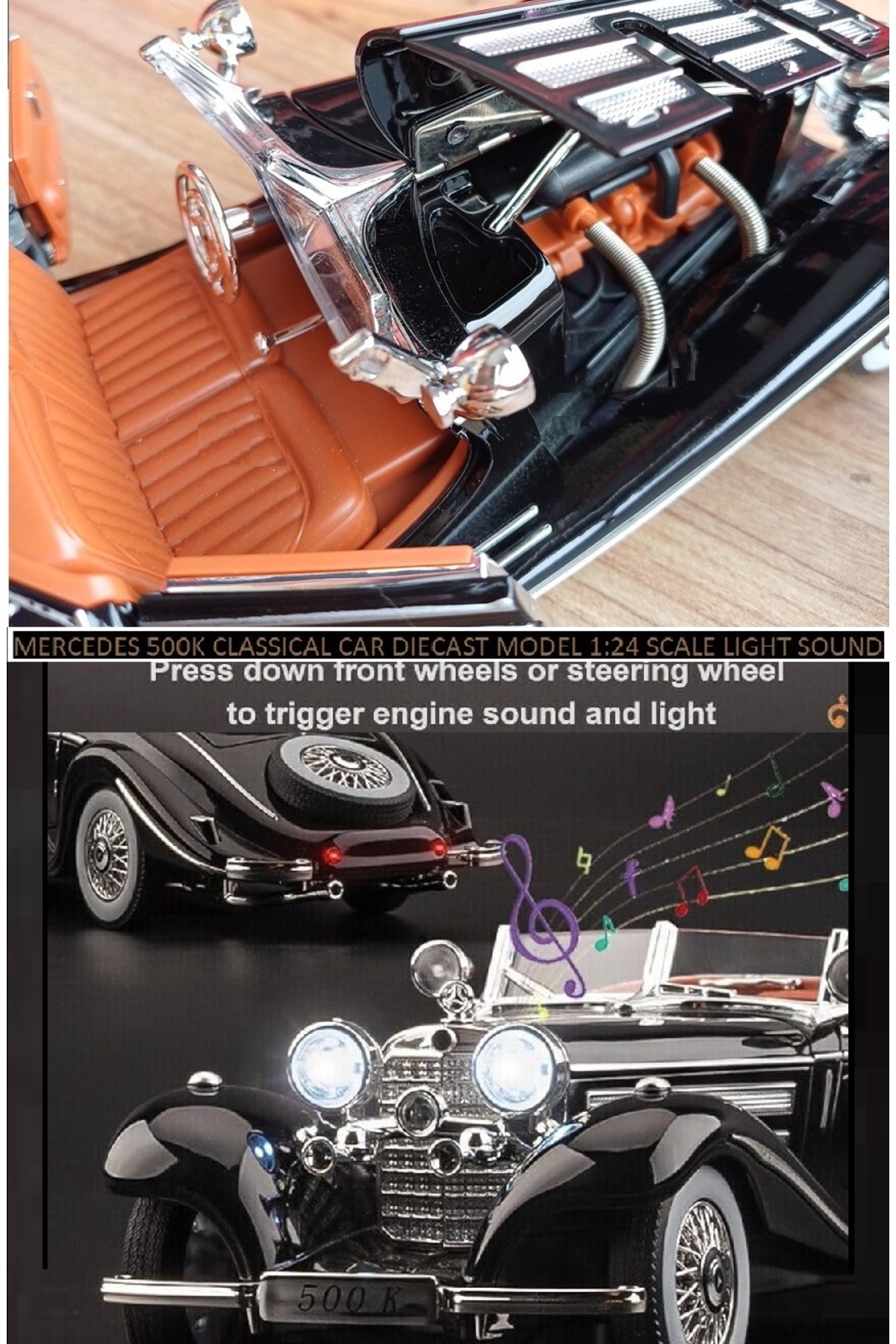 OYUNCAKSAHİLİ Mercedes Benz 500K Metal Classıc 22cm ingiltere