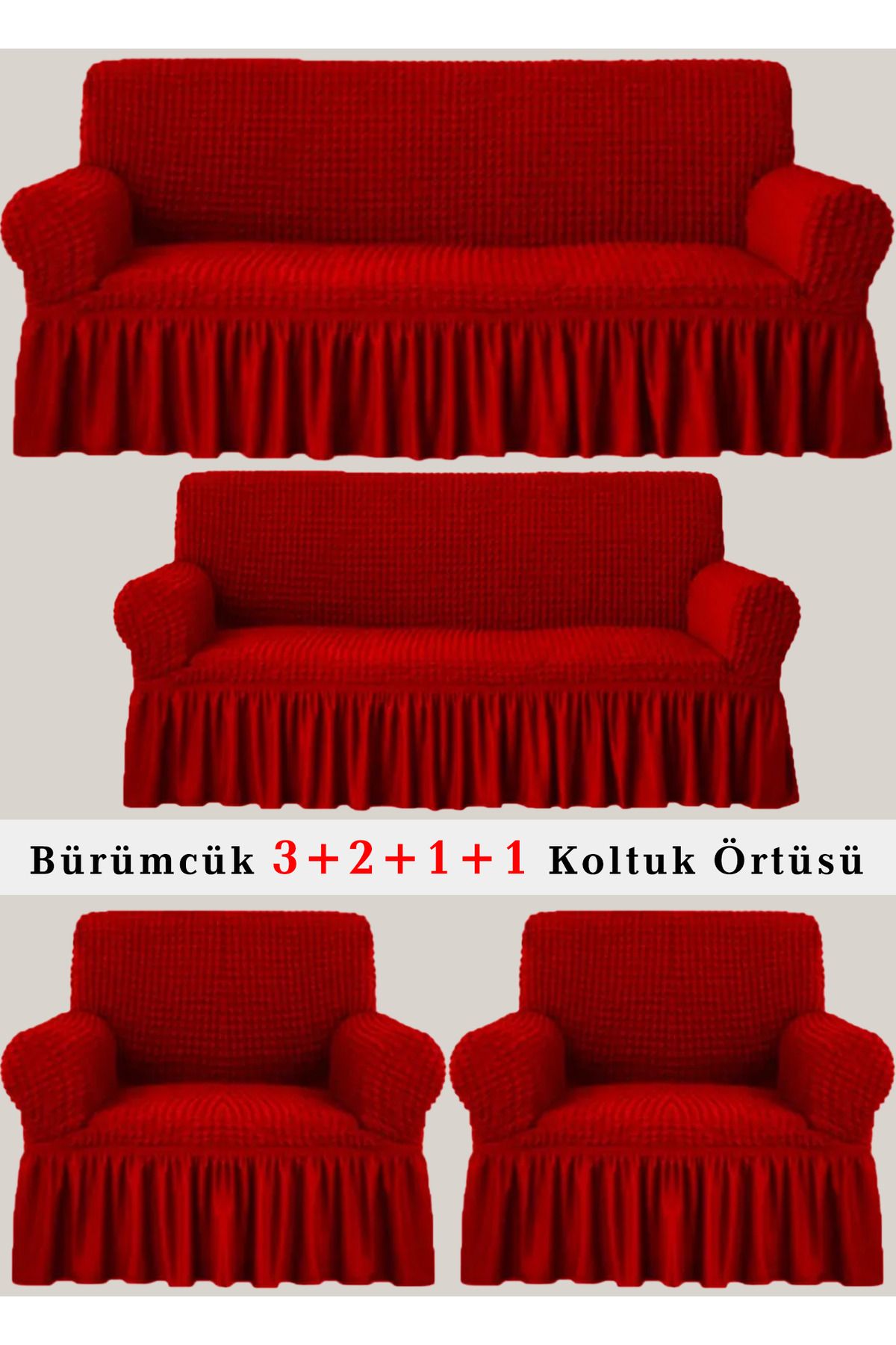 upmall Bürümcük Koltuk örtüsü, Kanepe, Çekyat Örtüsü, Koltuk Kılıfı 3 2 1 1 Takım