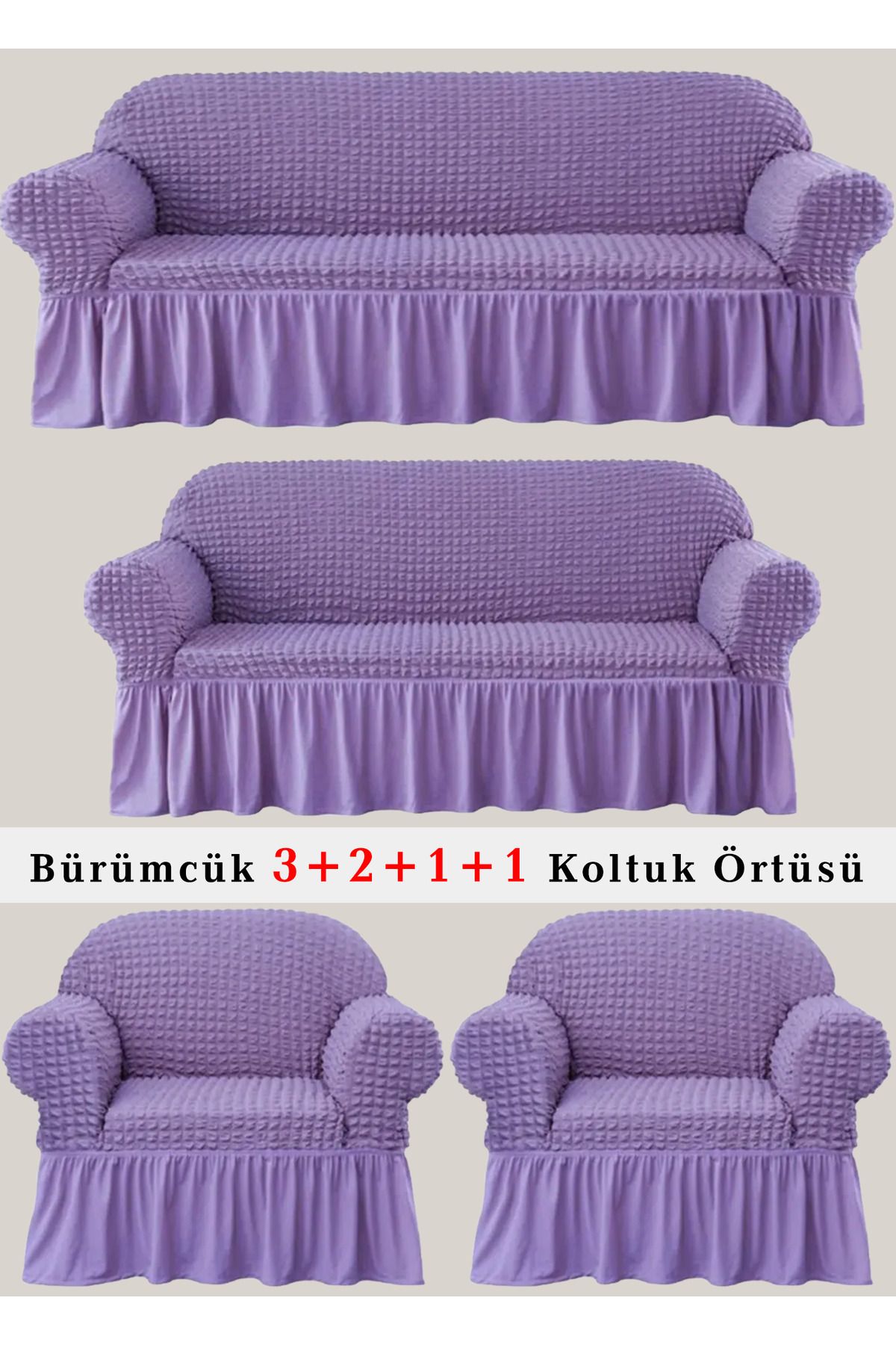 upmall Bürümcük Koltuk örtüsü, Kanepe, Çekyat Örtüsü, Koltuk Kılıfı 3 2 1 1 Takım