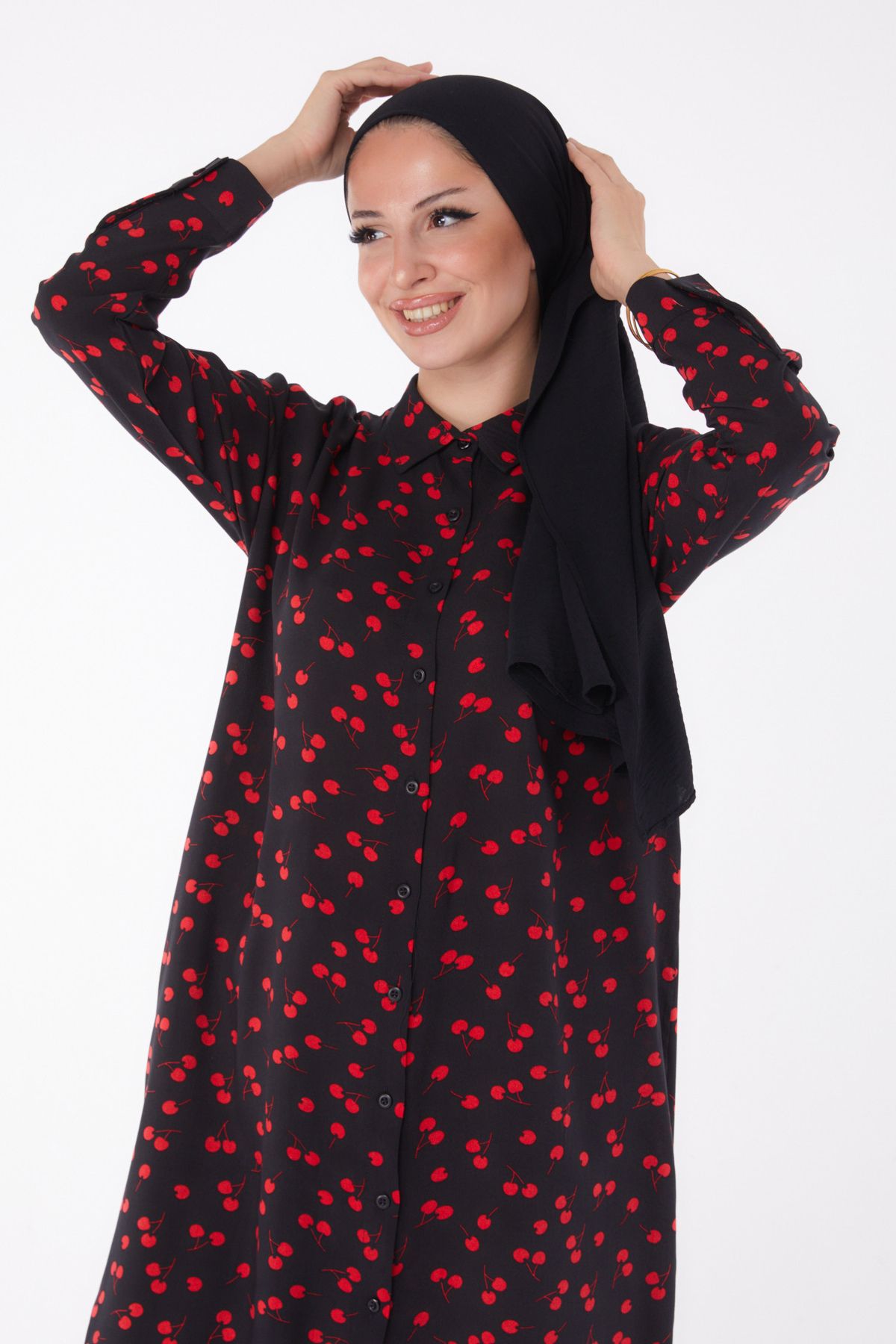 TOFİSA-Patterned Tunic Red - 26005 1