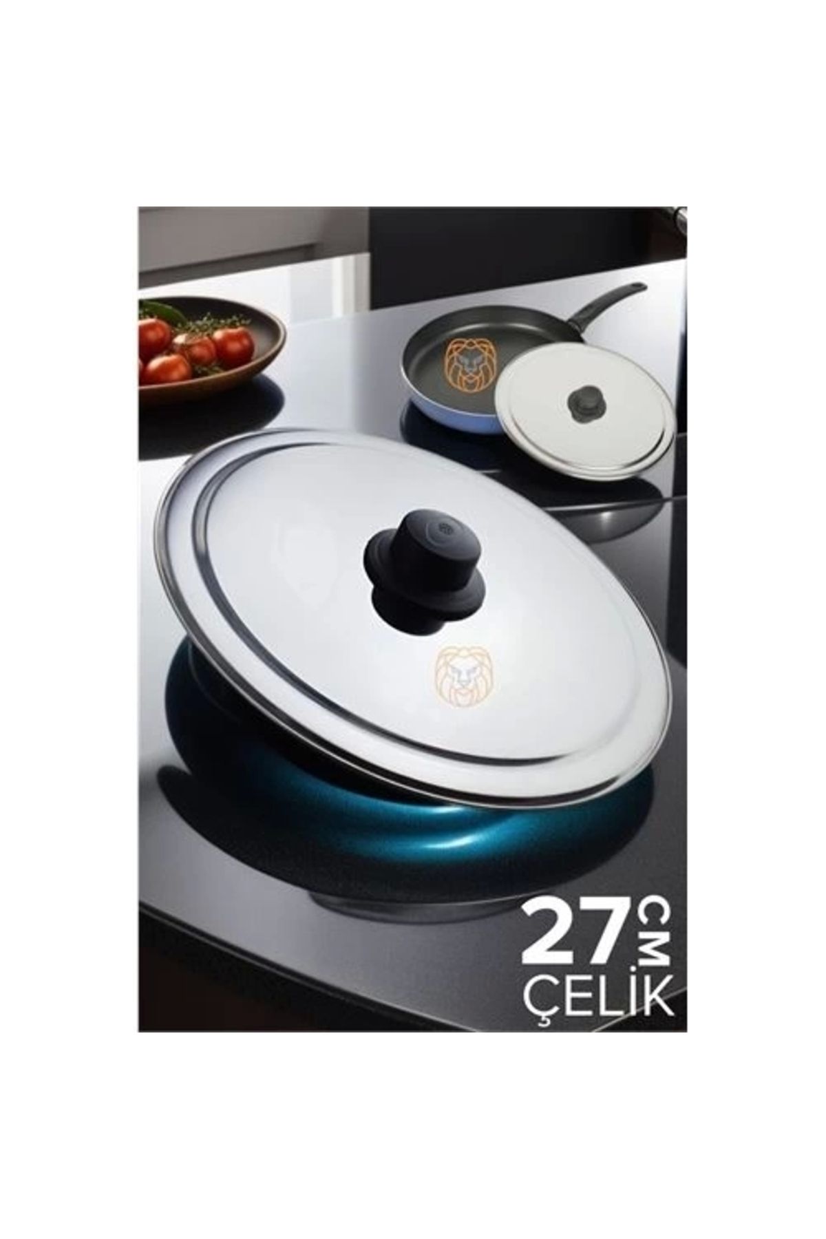 No8 Home 27 cm Kızartma Tavası Kapağı Çelik Żelazny Design