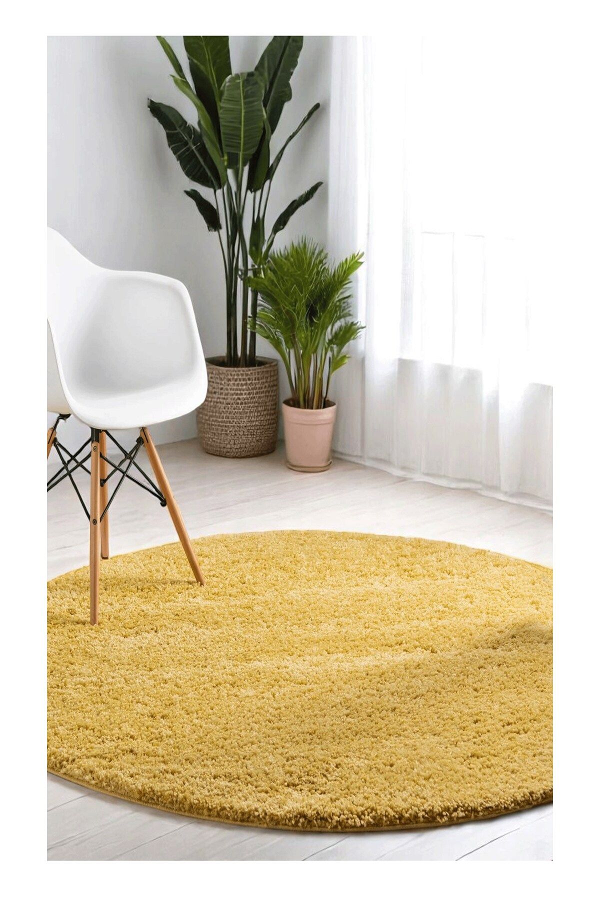 EUROBANO Soft Shaggy 100x100 Daire Kaymaz Taban Salon Oturma Odası Çocuk Odası Halısı
