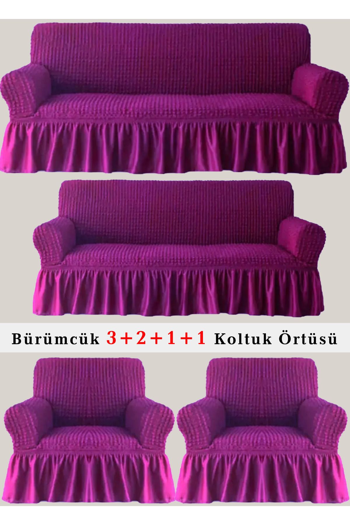 upmall Bürümcük Koltuk örtüsü, Kanepe, Çekyat Örtüsü, Koltuk Kılıfı 3 2 1 1 Takım