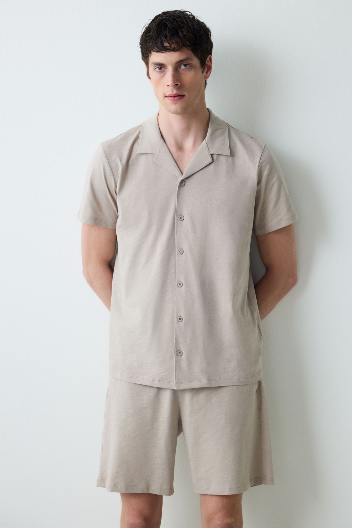Penti-Ανδρικό Σετ Πιτζάμες Basic Beige Σορτς 3