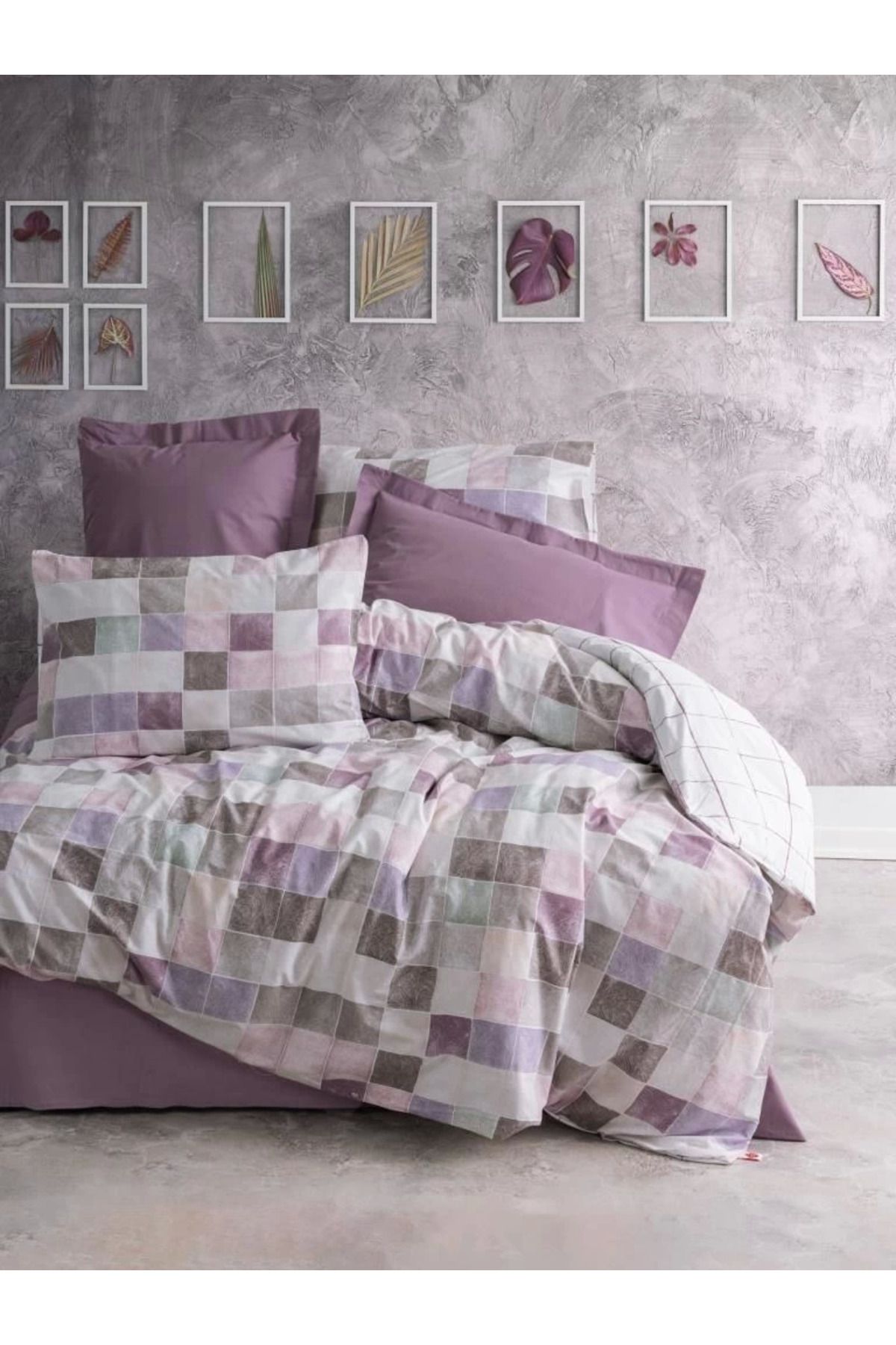 Heez Cotton Box Tek Kişilik Minimal Nevresim Takımı Maro Gül Kurusu