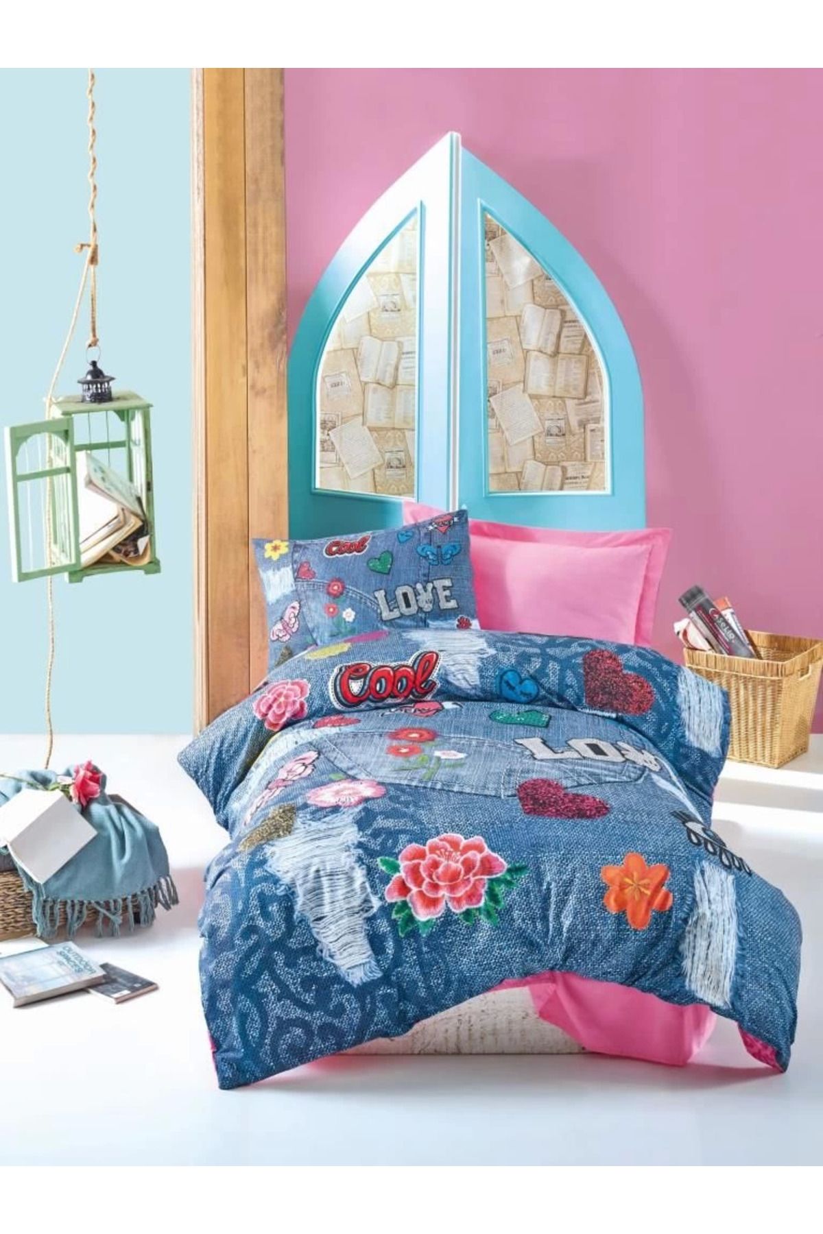 hayalimsah Cotton Box Kelly Pembe Ranforce Nevresim Takımı Tek Kişilik