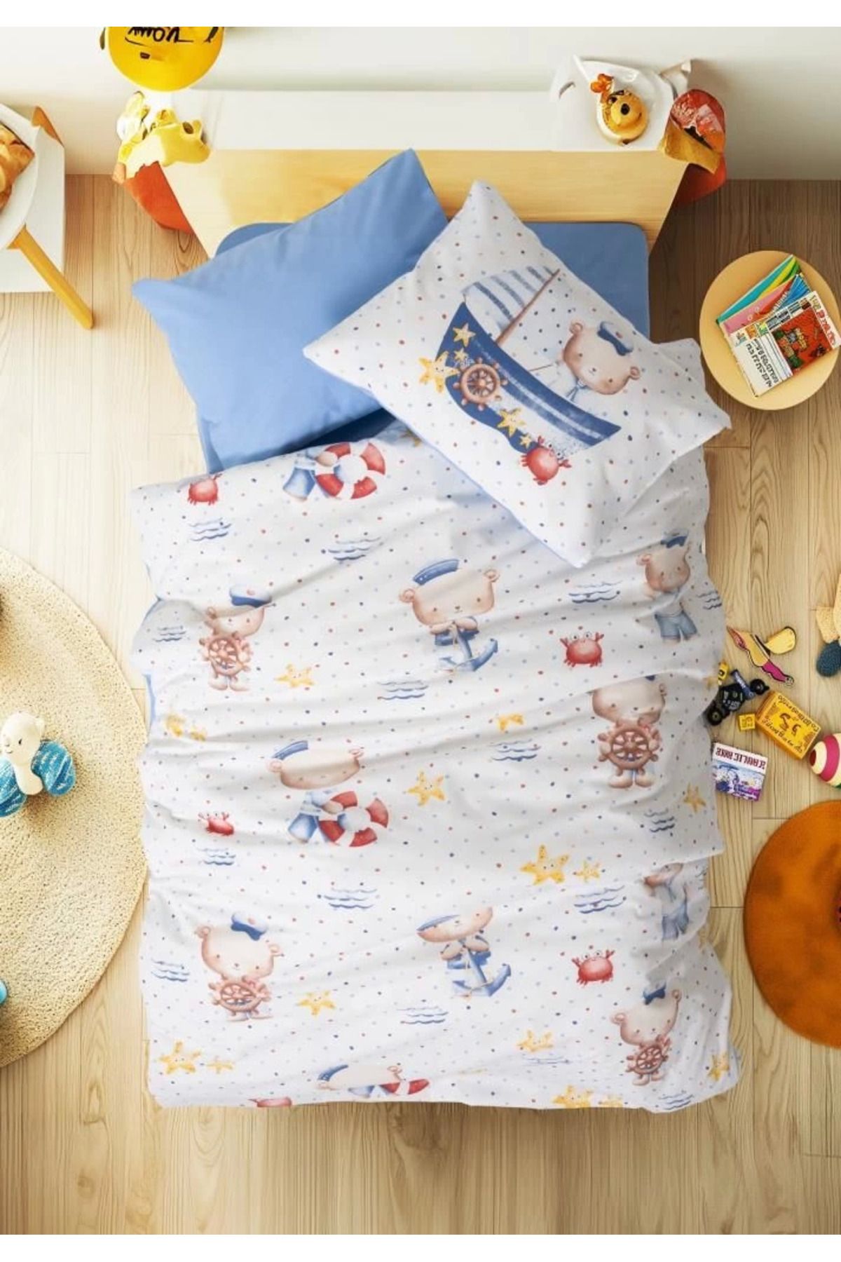 MELFSHOP Cotton Box Bebek Nevresim Takımı Seaman Mavi