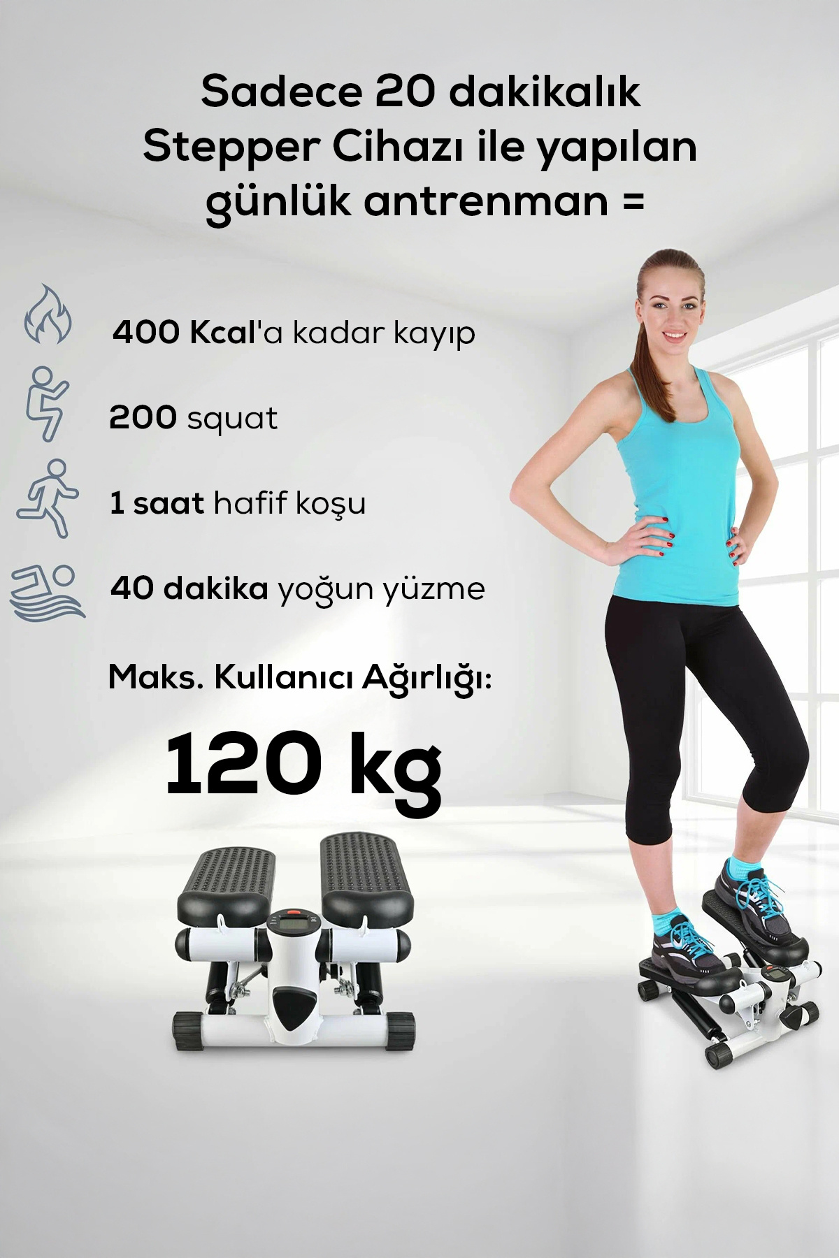 Leyaton-Fitness Stepper Exerciser with Rope - Portable Crossstep Fitness with Lcd Screen and Resistance Band 3