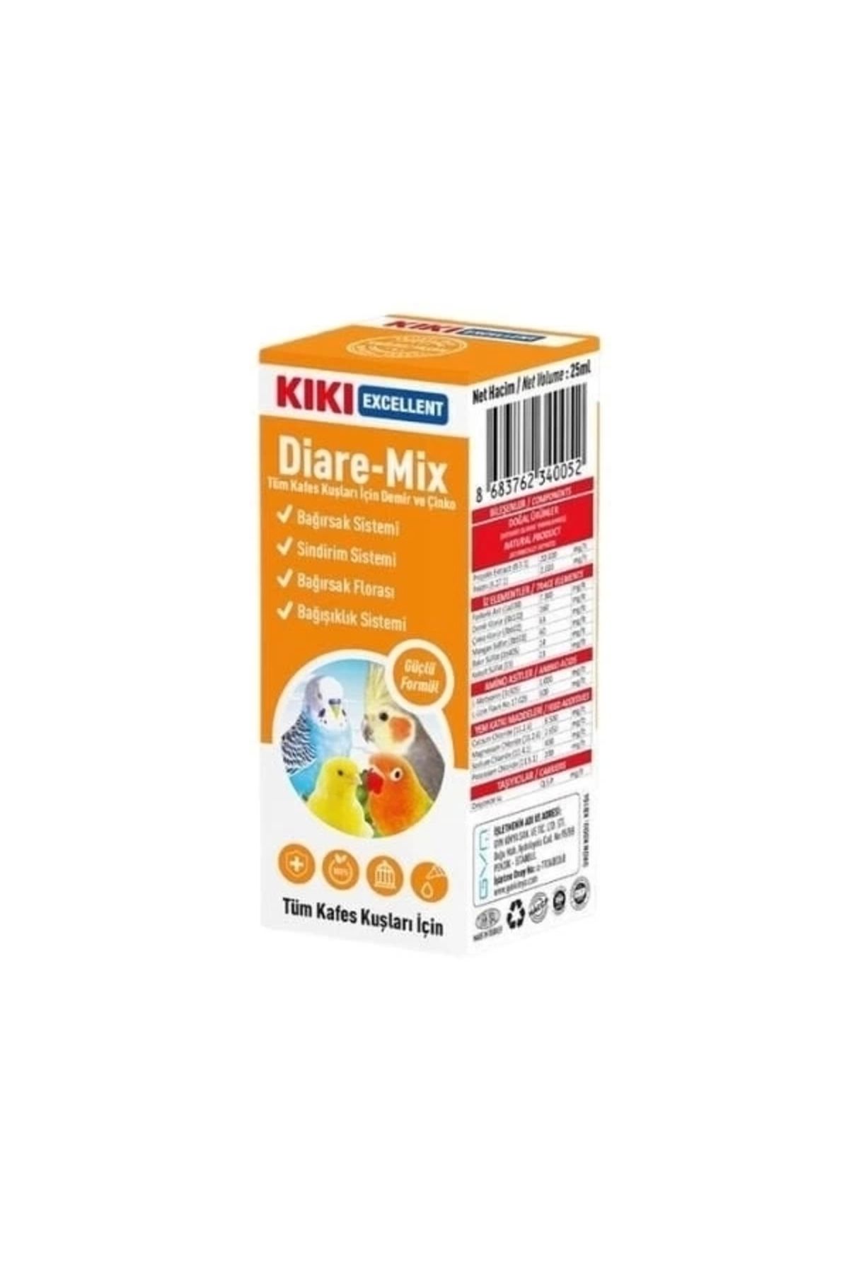 STOREMAX Kiki Excellent Diare Mix Kuşlar için Bağışıklık ve Sindirim Sistemi Destekleyici Sıvı Damla 25 Ml