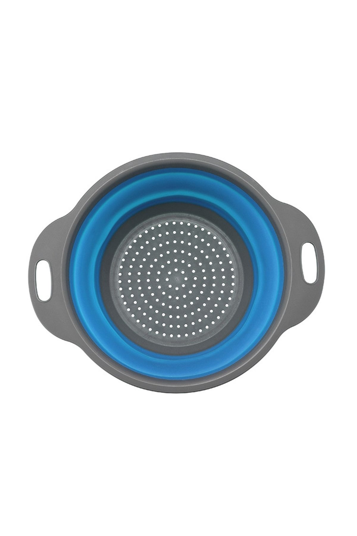 zola-Collapsible silicone colander set, 2 pieces, 19-24 x 3-3.5 cm, gray with blue 9