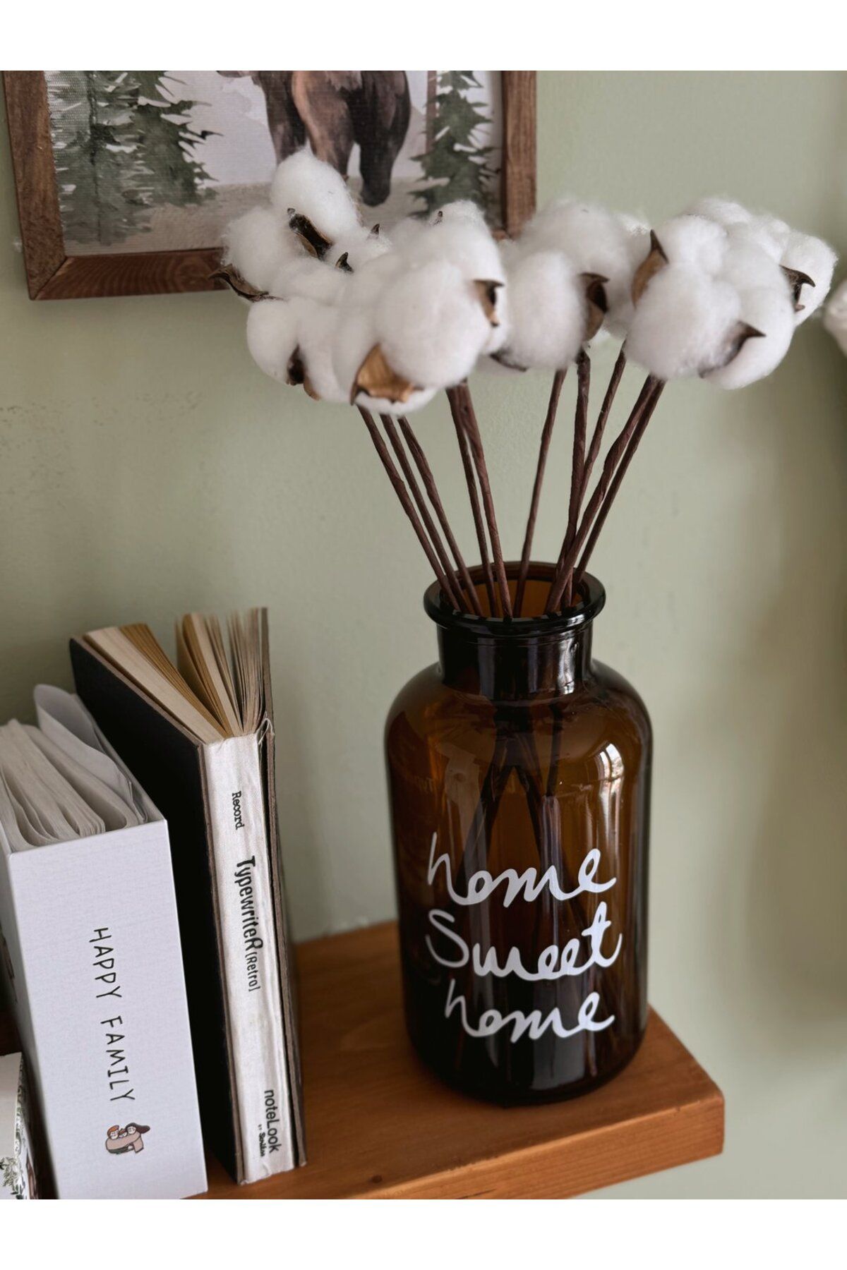 BUCOLIC Pamuk Otu Demetli Home Sweet Home Dekoratif Vazo