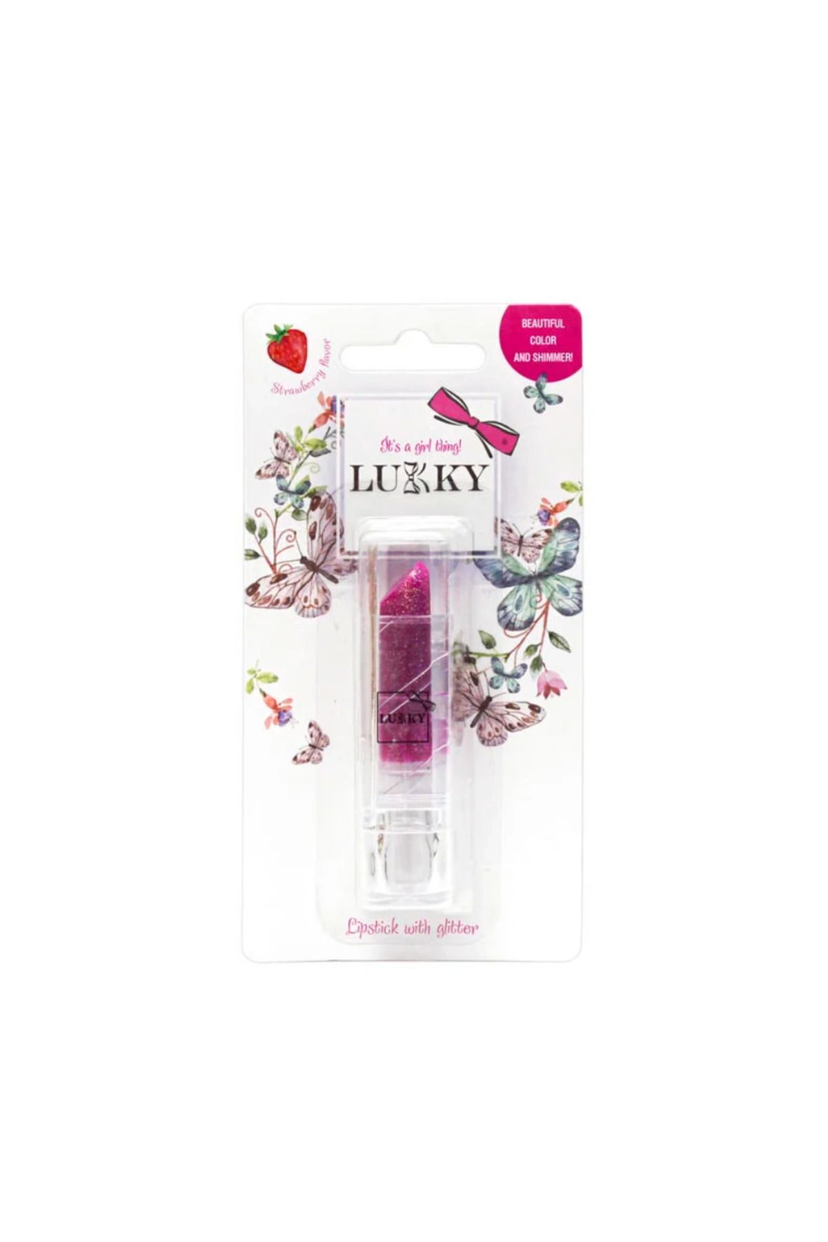 ÖYKÜ VE YİĞİT Lukky Simli Ruj Lila Çilek Aromalı