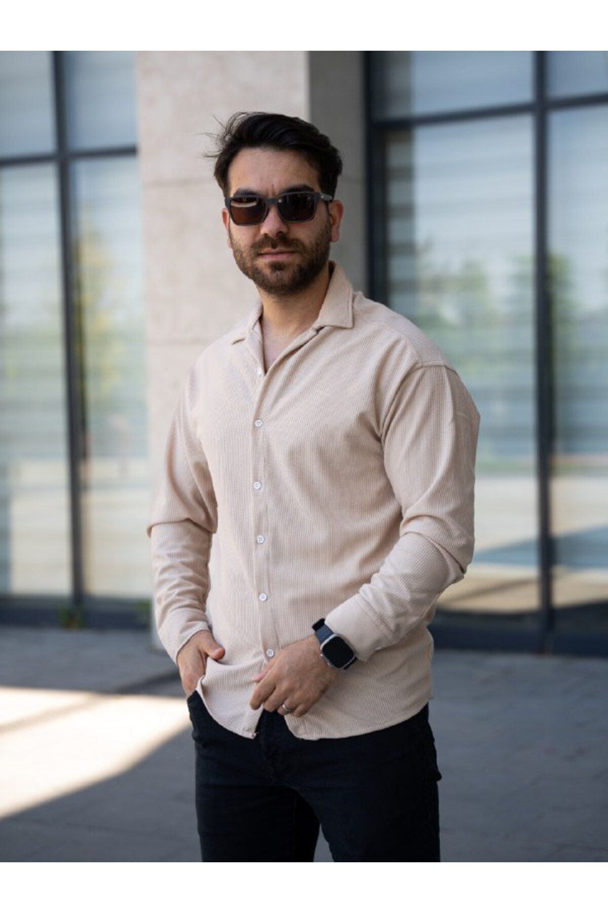 YONEZ MODA Erkek Rahat Kalıp Jamber Uzun Kol Gömlek