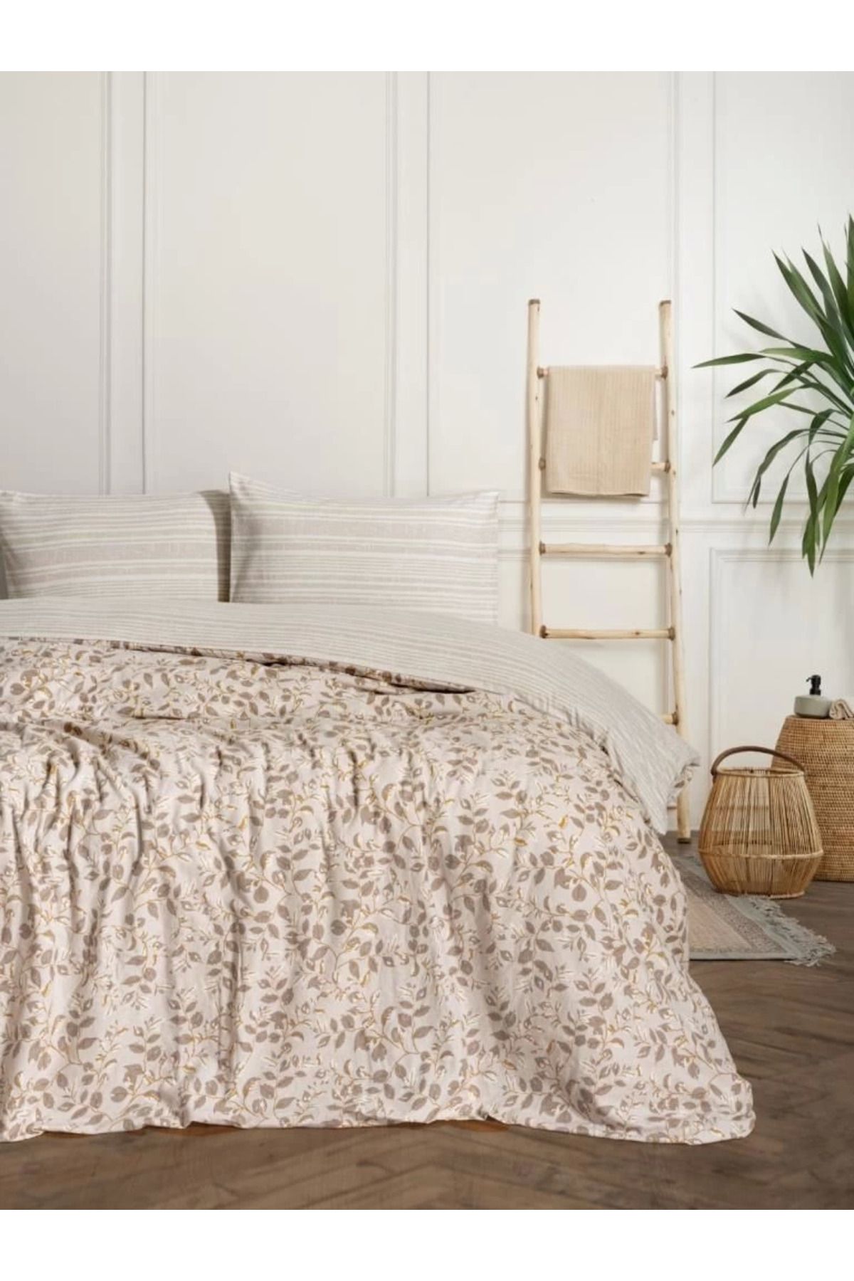 ÖYKÜ VE YİĞİT Cotton Box Flanel Nevresim Takımı Çift Kişilik Roof Yeşil