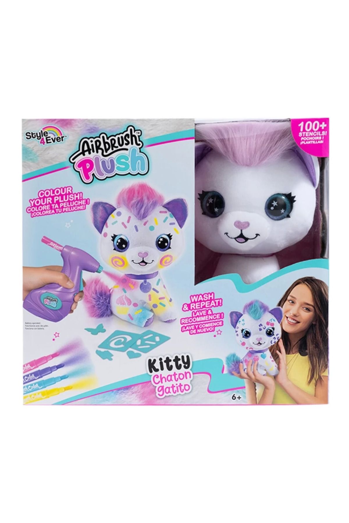 Angoravi Airbrush Plush Boyanıp Yıkanabilen Peluş Kedi