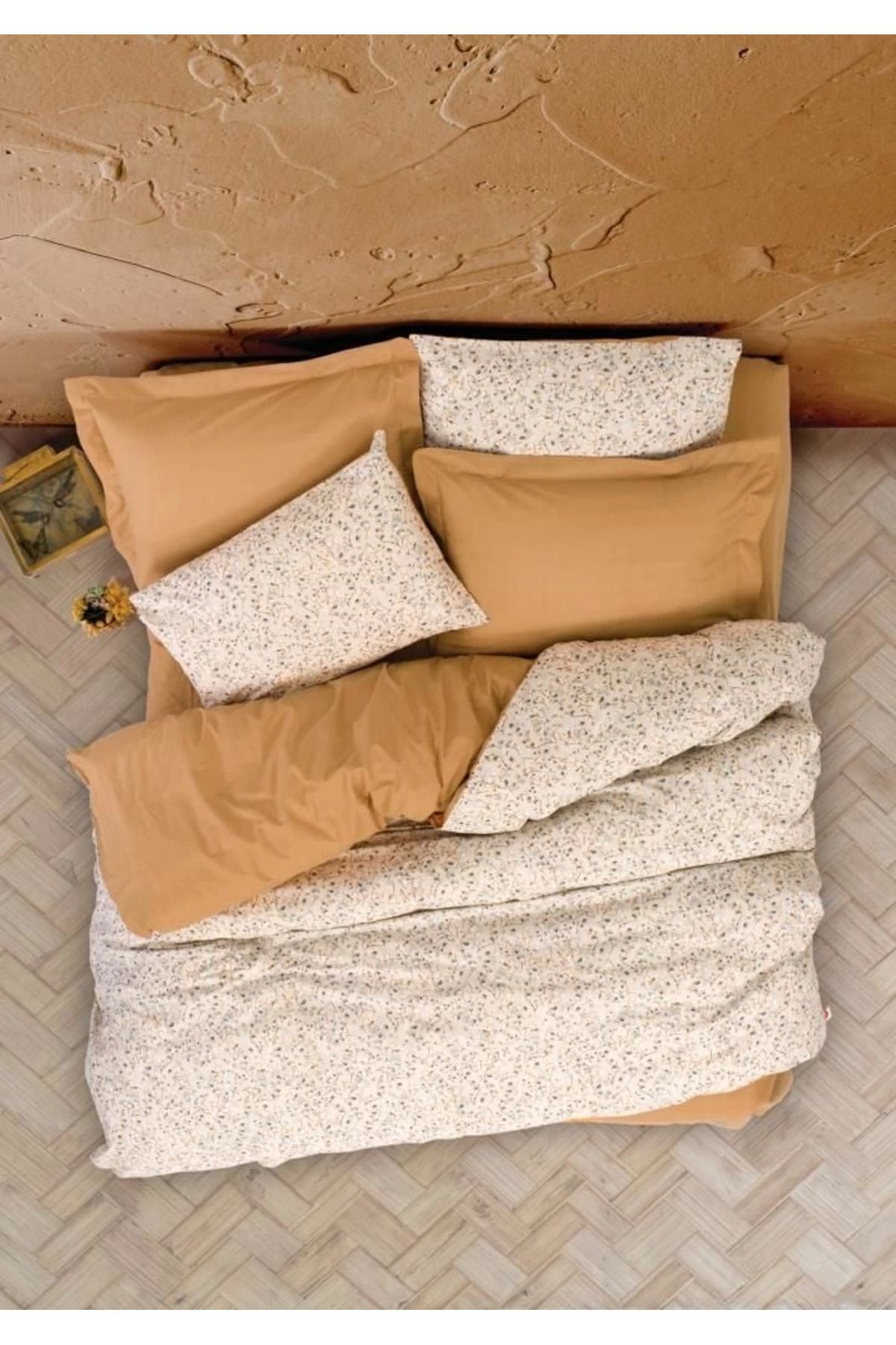 ÖYKÜ VE YİĞİT Cotton Box Petite Çift Kişilik Nevresim Takımı Posy Bej