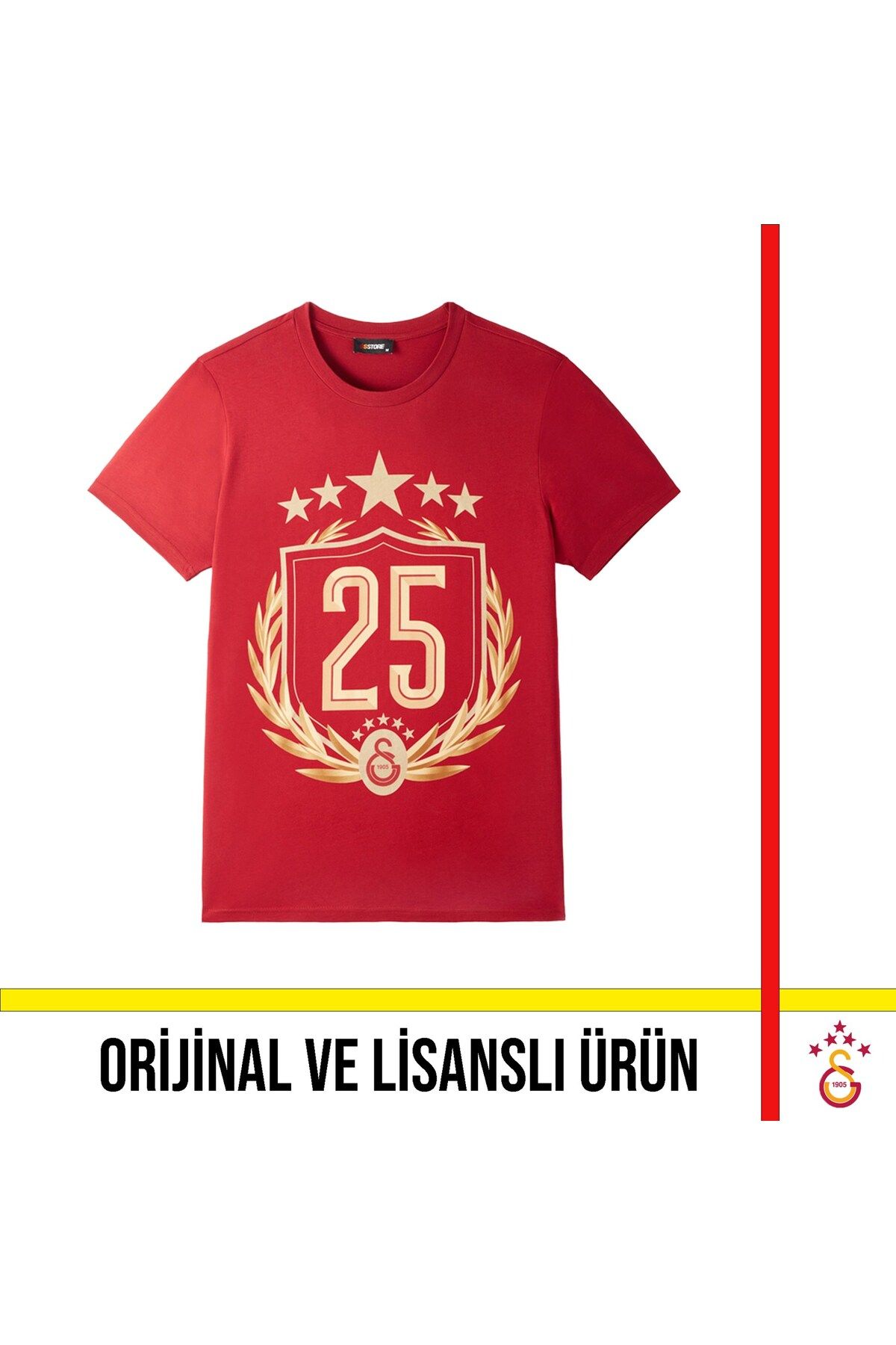 Galatasaray Lisanslı 2025 Şampiyonluk Kırmızı Özel Yetişkin T-Shirt