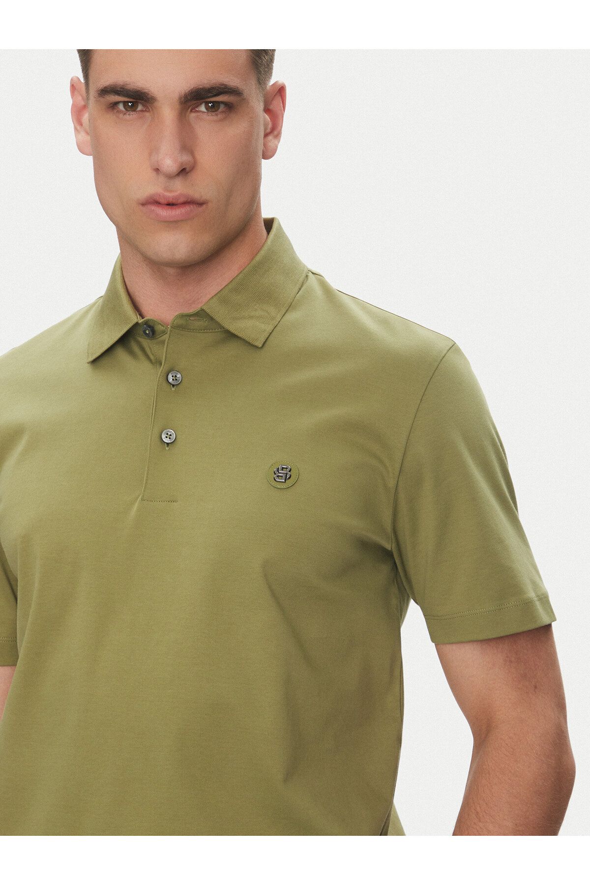 تی شرت یقه پولو مردانه دکمه یونا یاکا بسته بازوی کوتاه GREEN POLO YAKA 50520297 311 BOSS