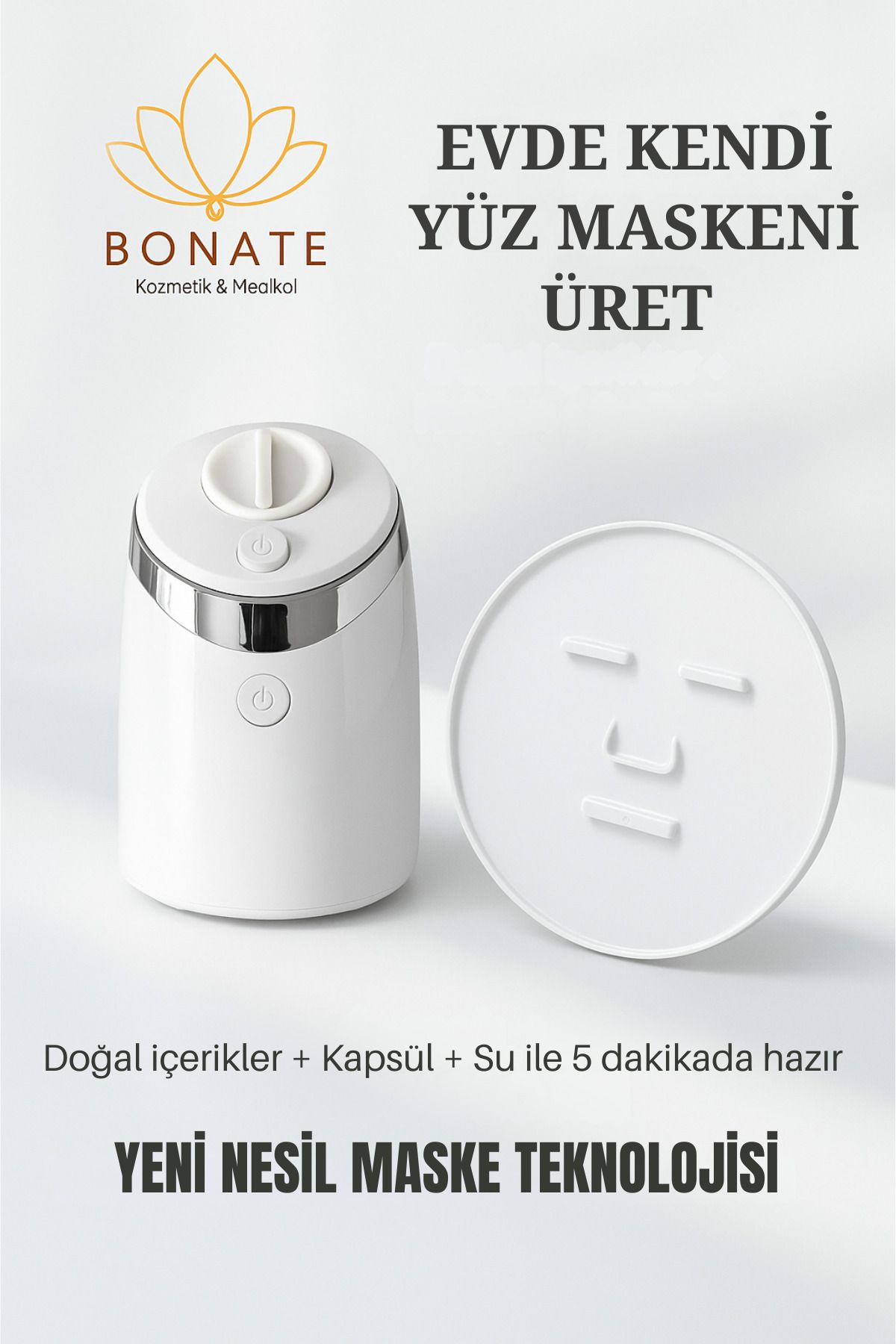 BONATE Akıllı Yüz Maske Makinesi Doğal İçeriklerle Meyve + Serum + Tablet ile Cilt Bakım Teknolojisi