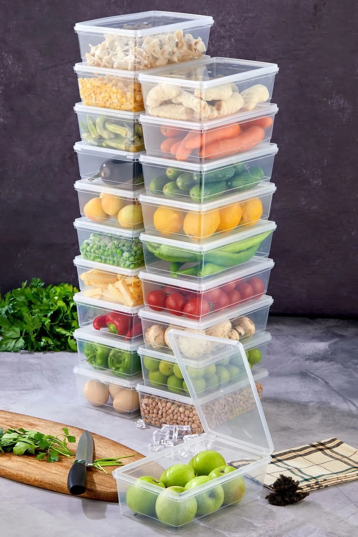 Plodna House-2 Liters 20 Pieces Air Tight Self-Covered Deep Freezer Storage Container Net 1500ml 4