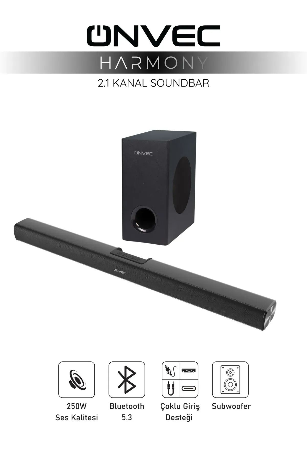 ONVEC Harmony Bluetooth Usb Optik Girişli Kablolu Subwoofer Ev Sinema Hoparlör Sistemi