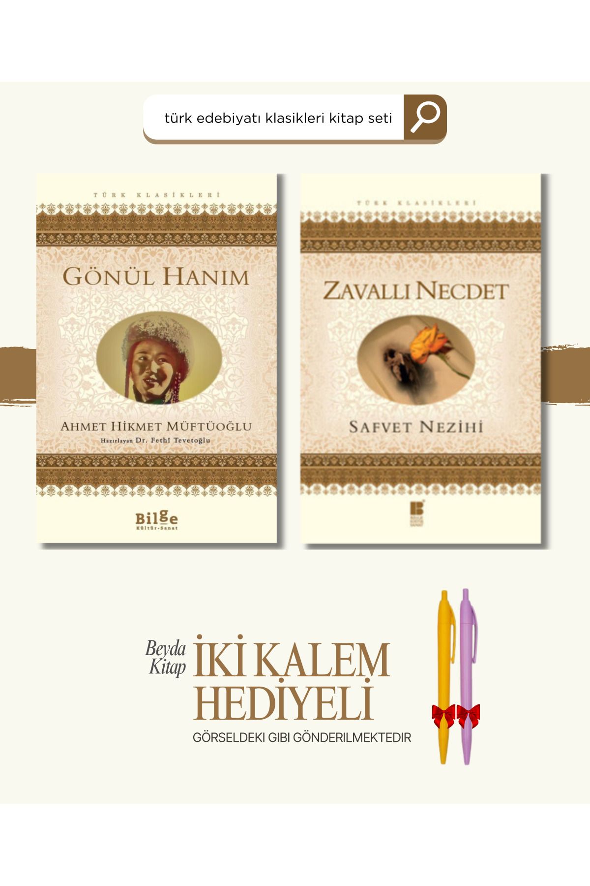 Bilge Kültür Sanat Gönül Hanım - Zavallı Necdet - Türk Klasikleri - Kitap Seti - Kalem Hediyeli - BLGKLS24