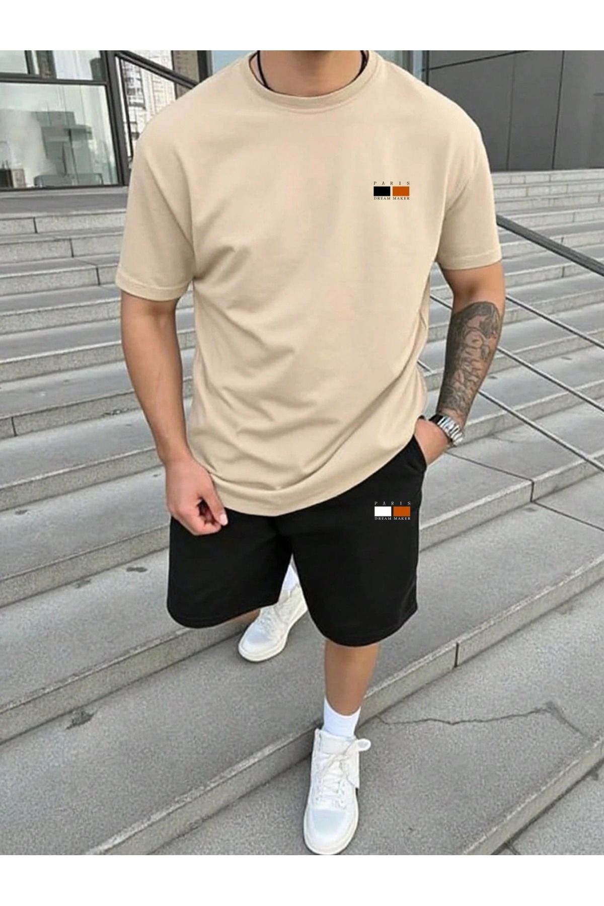 PAVRO Unisex tshrt oversize geniş kalıp rahat kesim kaliteli kumaş pavro şortlu takım