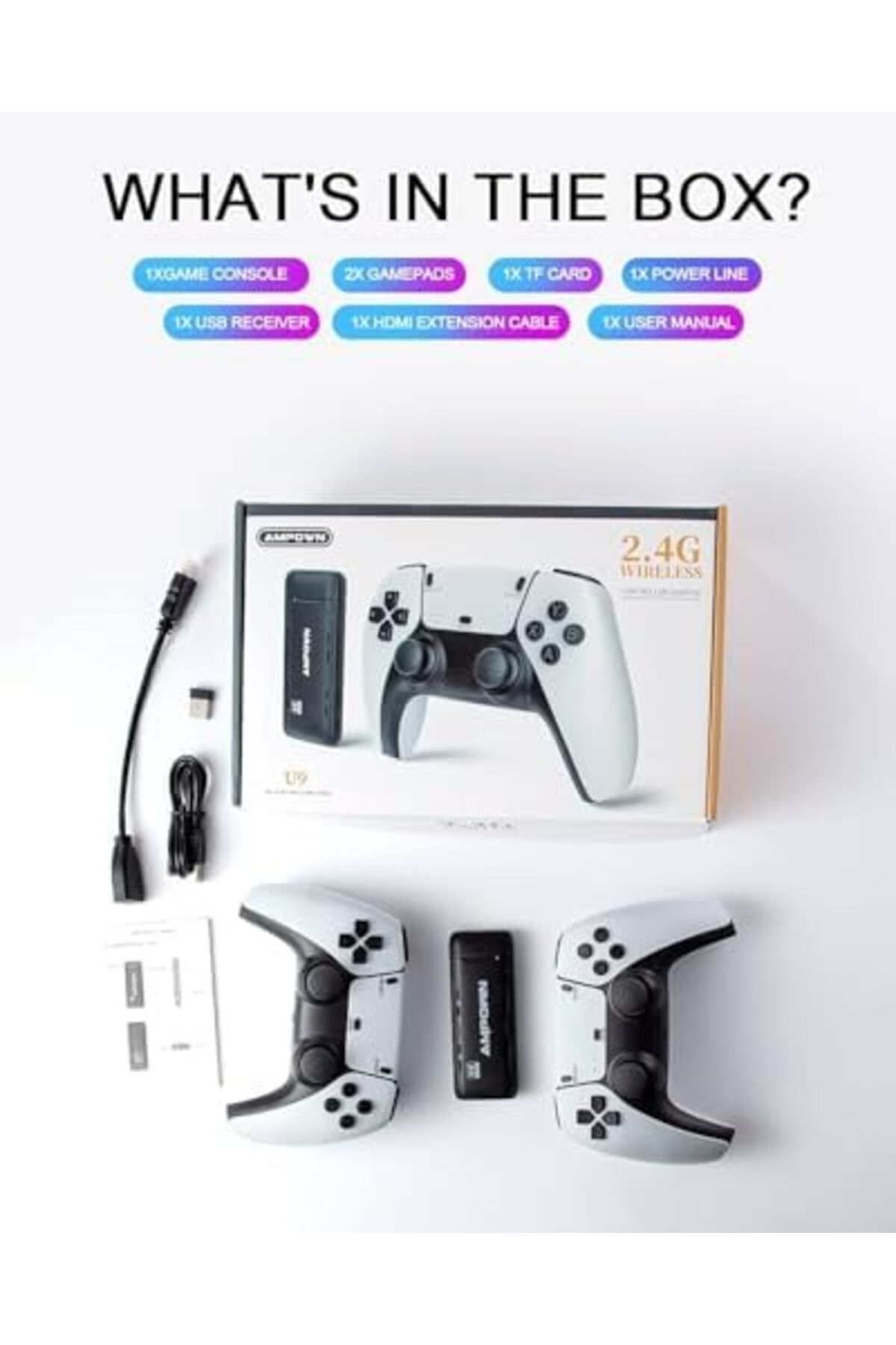rexa-Digital Video Game Console U9, Plug and Play with 12000+ Classic Games, 4K UHD, Wireless 2.4 GHz Con 6