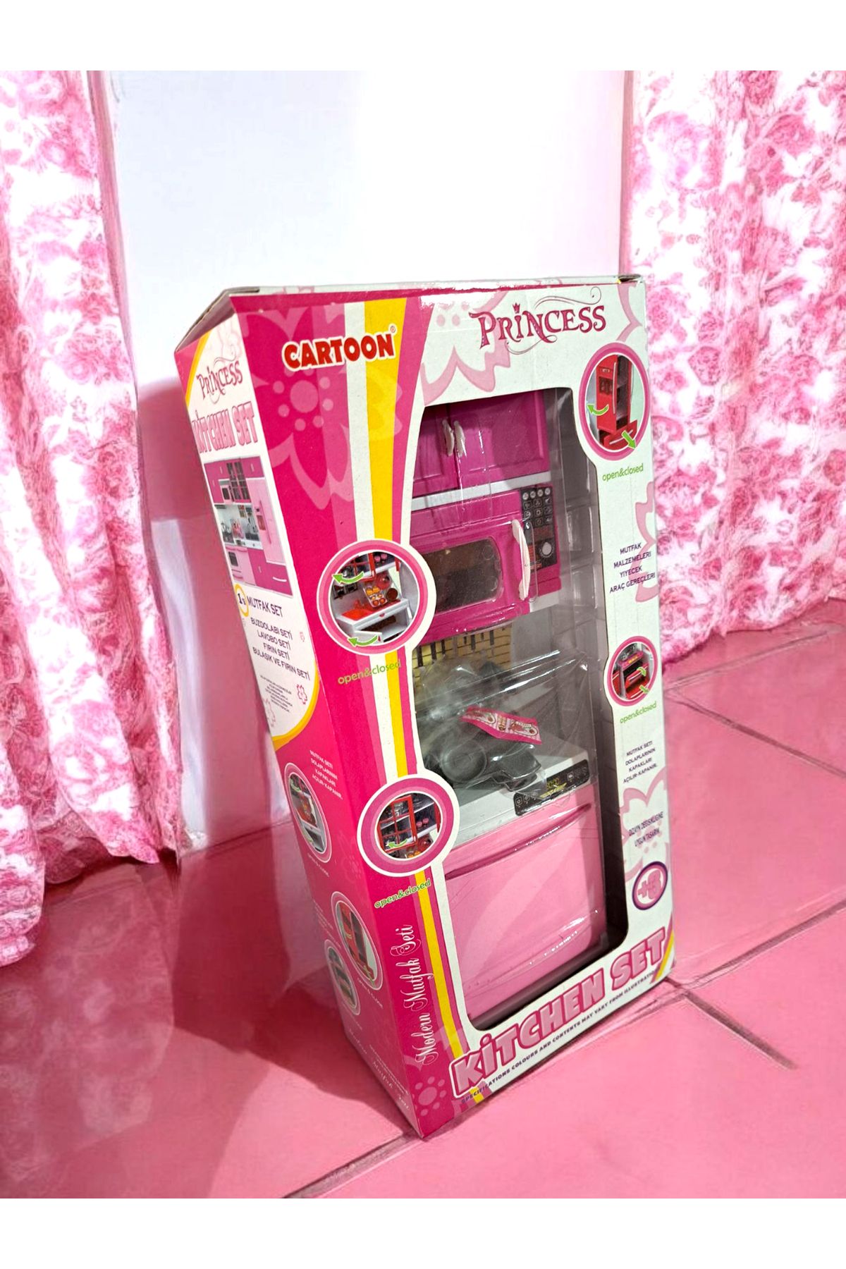 ALYTOYS Oyuncak Mutfak Seti 35x15cm Fırın Seti Kapakları Açılır Kapanır Bulaşık makinası