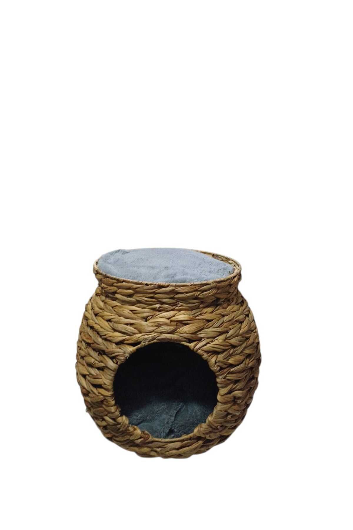 CasaLinda 2 Katlı Hasır Yastıklı Kedi ve Köpek Evi Sepeti 48x48x45 cm 4033