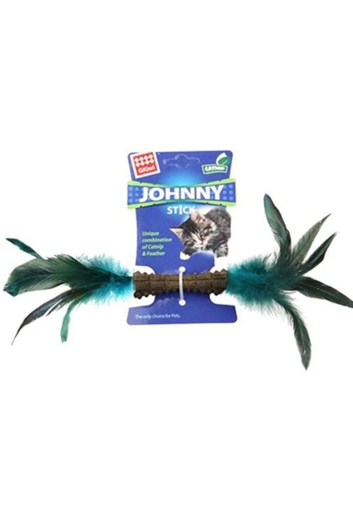 No8 Home Gigwi Johnny Stick Doğal Çift Taraflı Yeşil Tüylü Kedi Oyuncağı