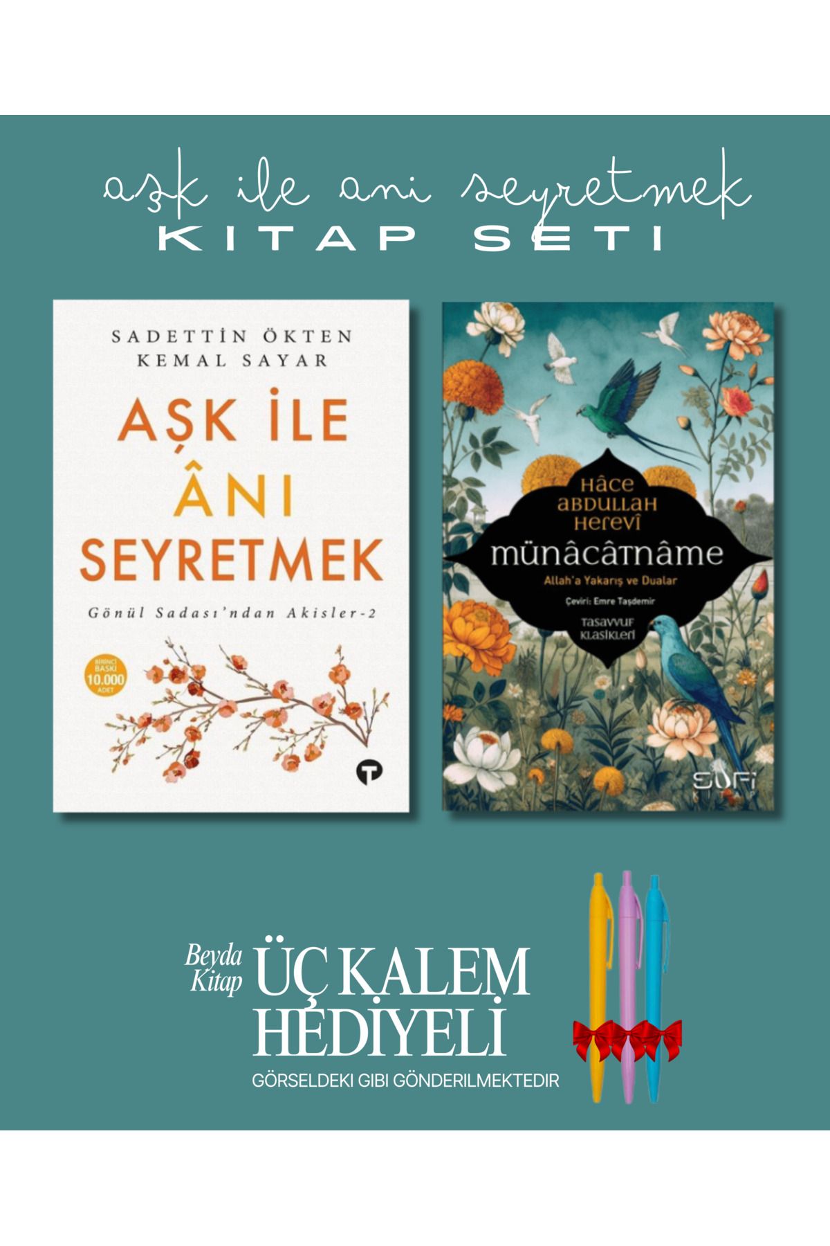 Turkuvaz Kitap Aşk İle Anı Seyretmek - Münacatname (2 Kitap) - Kalem Hediyeli - Kemal Sayar