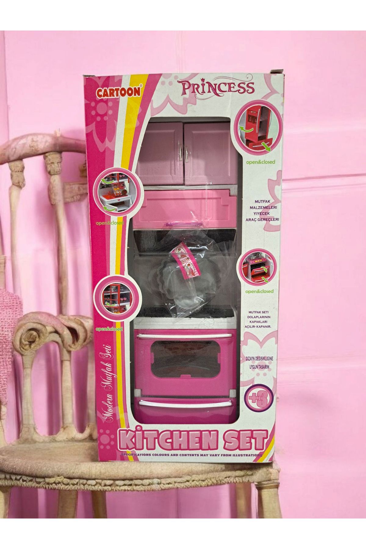 ALYTOYS Oyuncak Mutfak Seti 35x15cm Fırın Seti Kapakları Açılır Kapanır Fırın makinası Mutfak Dolabı