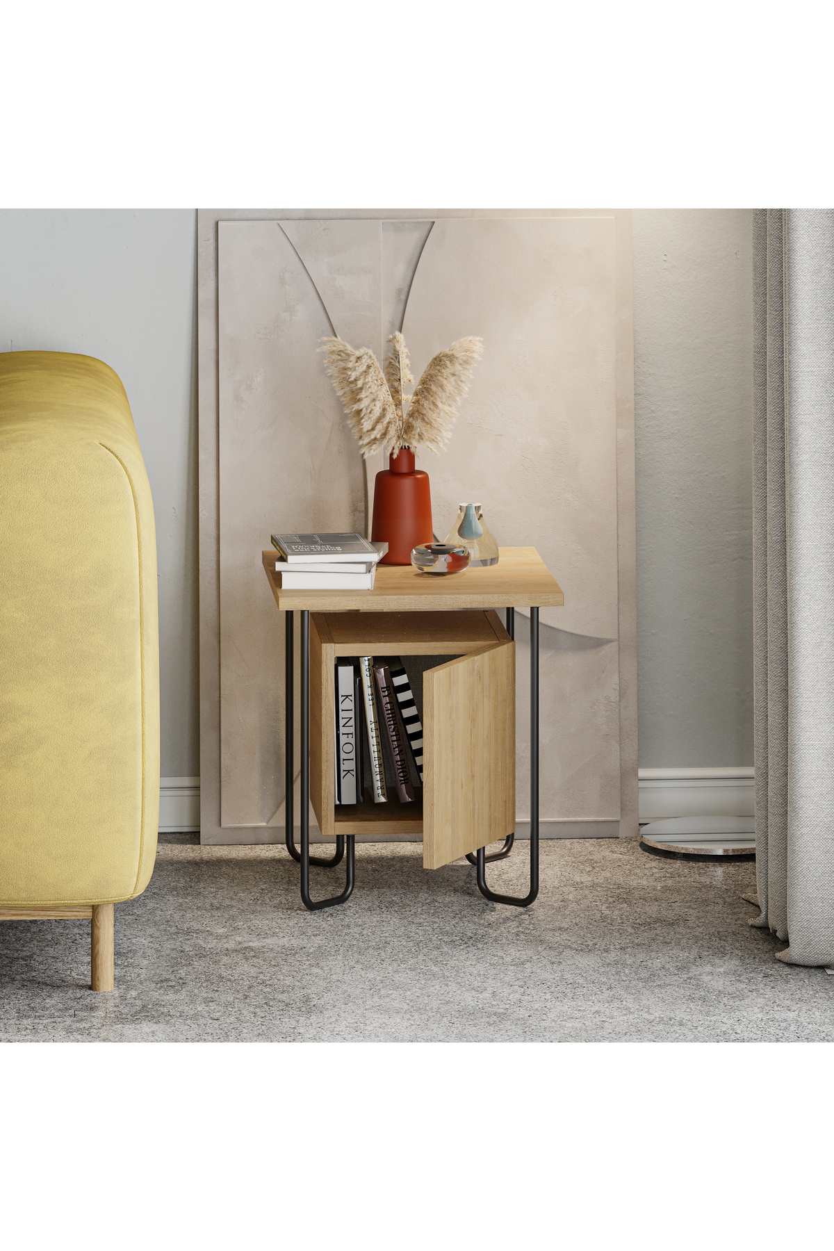 Mourah Home-Acres Nightstand with Metal Legs - Multi-Functional Side Table - Storage for Bedroom & Living Room 3