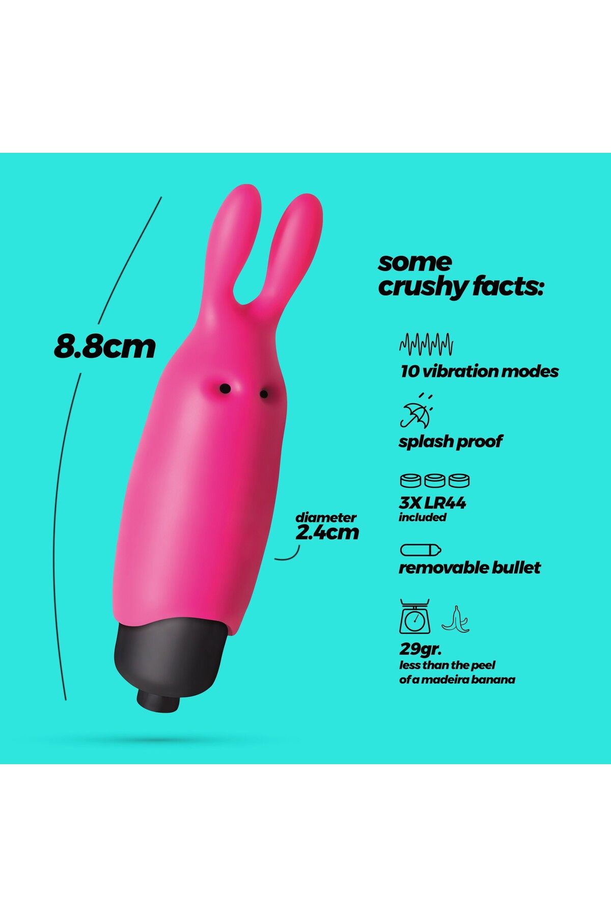 Crushious-Compact Vibrator with 10 Functions, Personalized Pleasure, Crushious O-Pet Rabbit, Pink 3