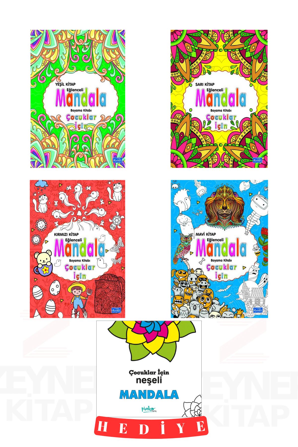 Parıltı Yayınları Çocuklar İçin Boyama Kitabı 4'lü Mandala Seti(Çocuklar İçin Neşeli Mandala Hediye)