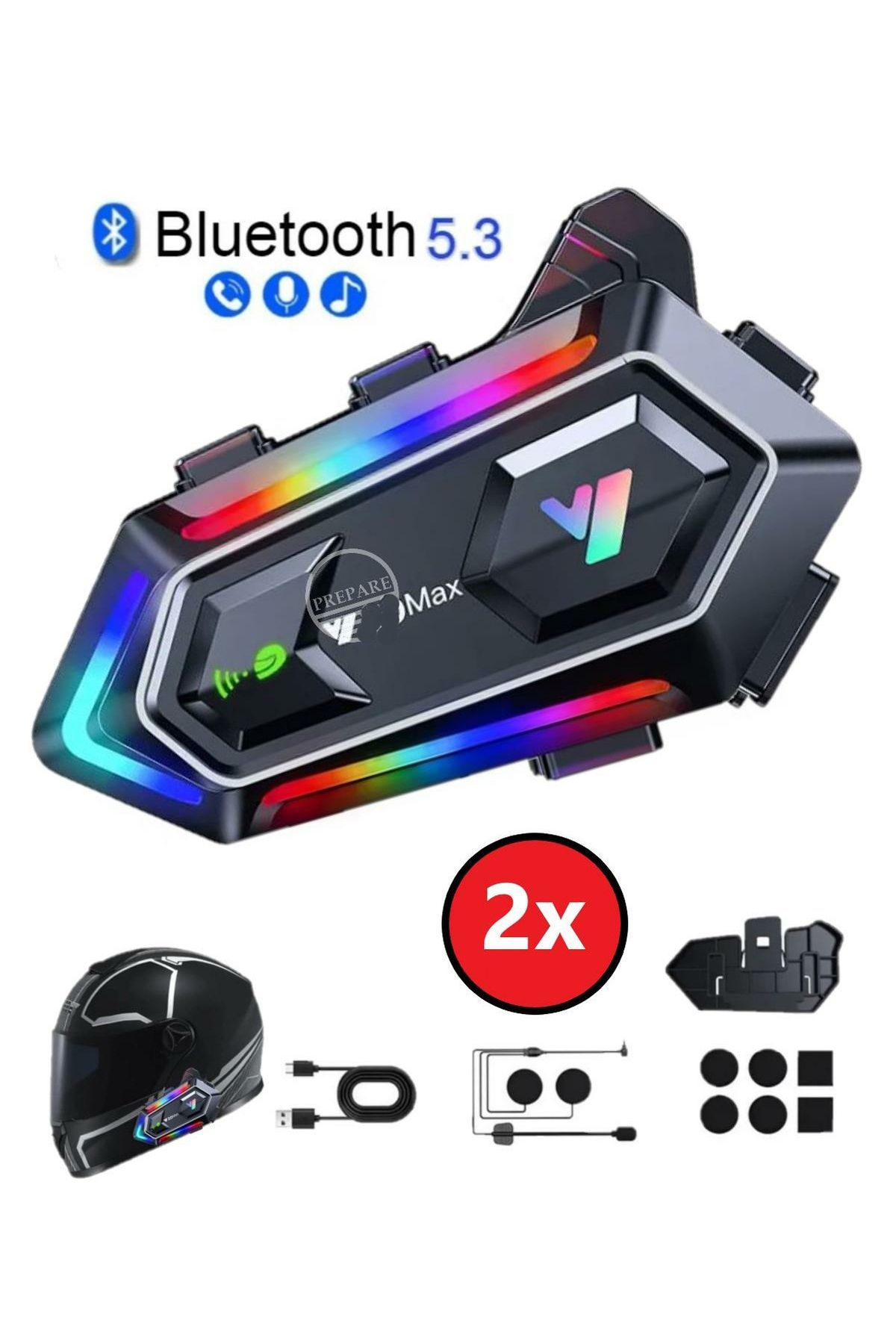 Serreha Motorsiklet Intercom Su Geçirmez Kask 2 Kişi Bağlantılı Intercom Rgb Intercom