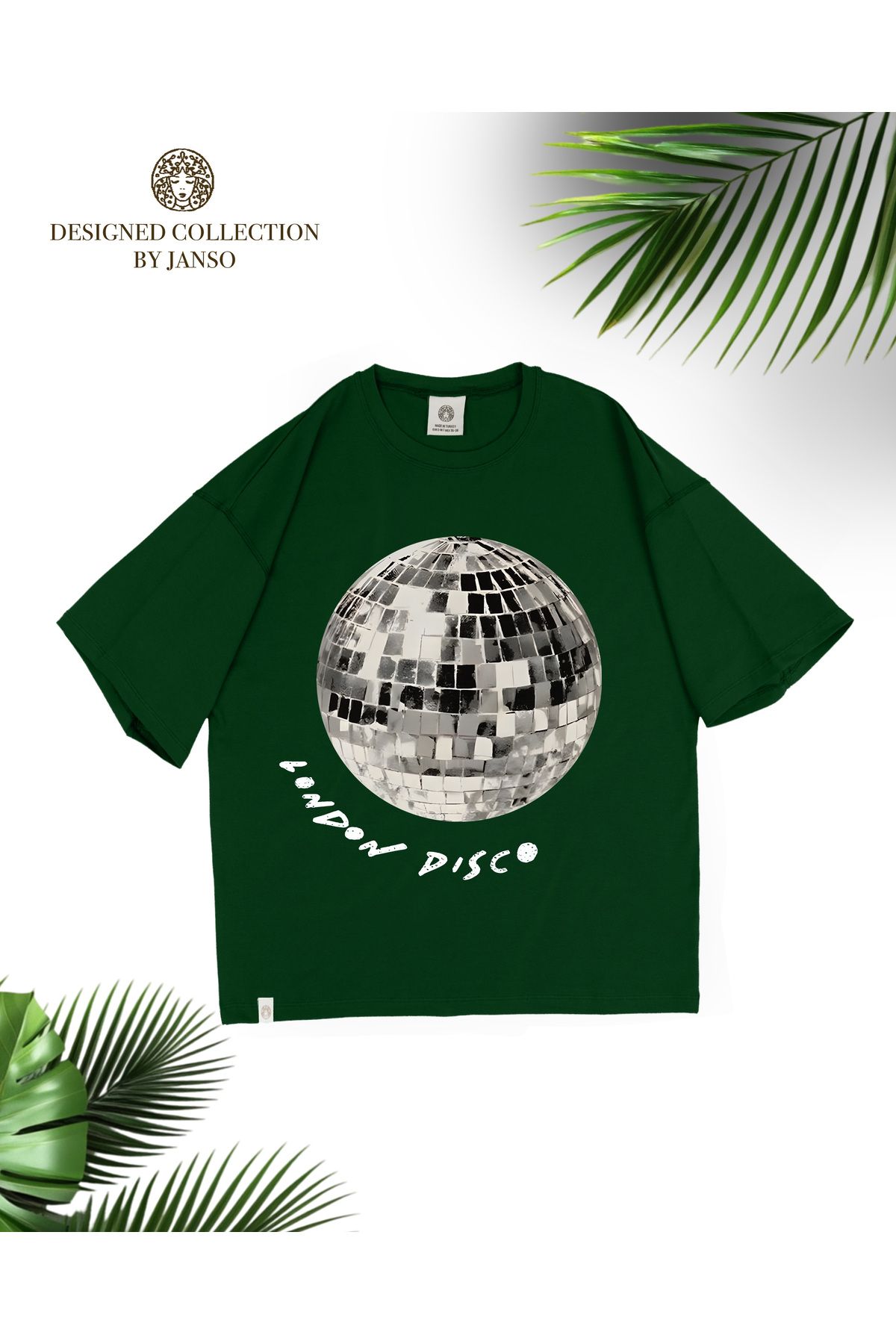 JANSO GROUP - Kadin Disko Topu Baskili Tshirt Pamuklu Büyük Beden