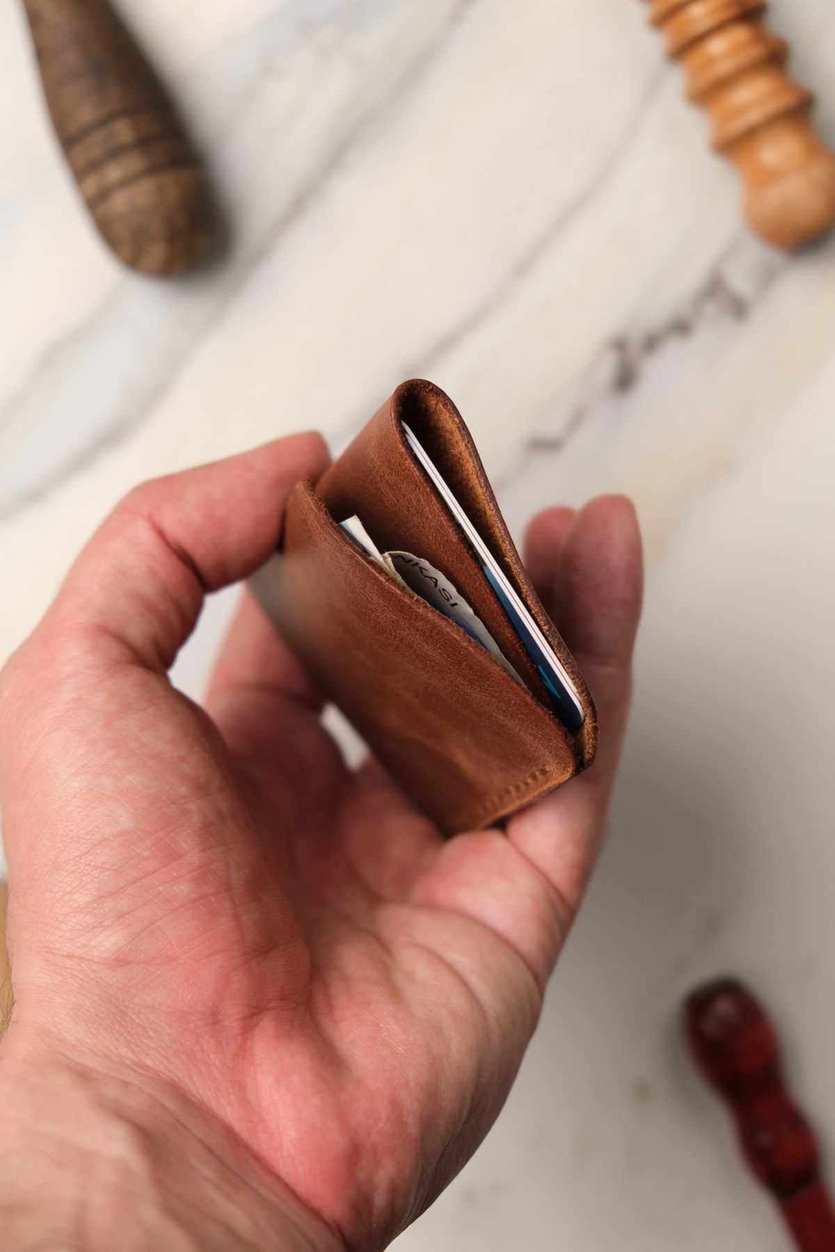 Atlas Handmade Shoes El Yapımı Hakiki Deri Ultra Minimal Kartlık - Kağıt Para Bölmeli