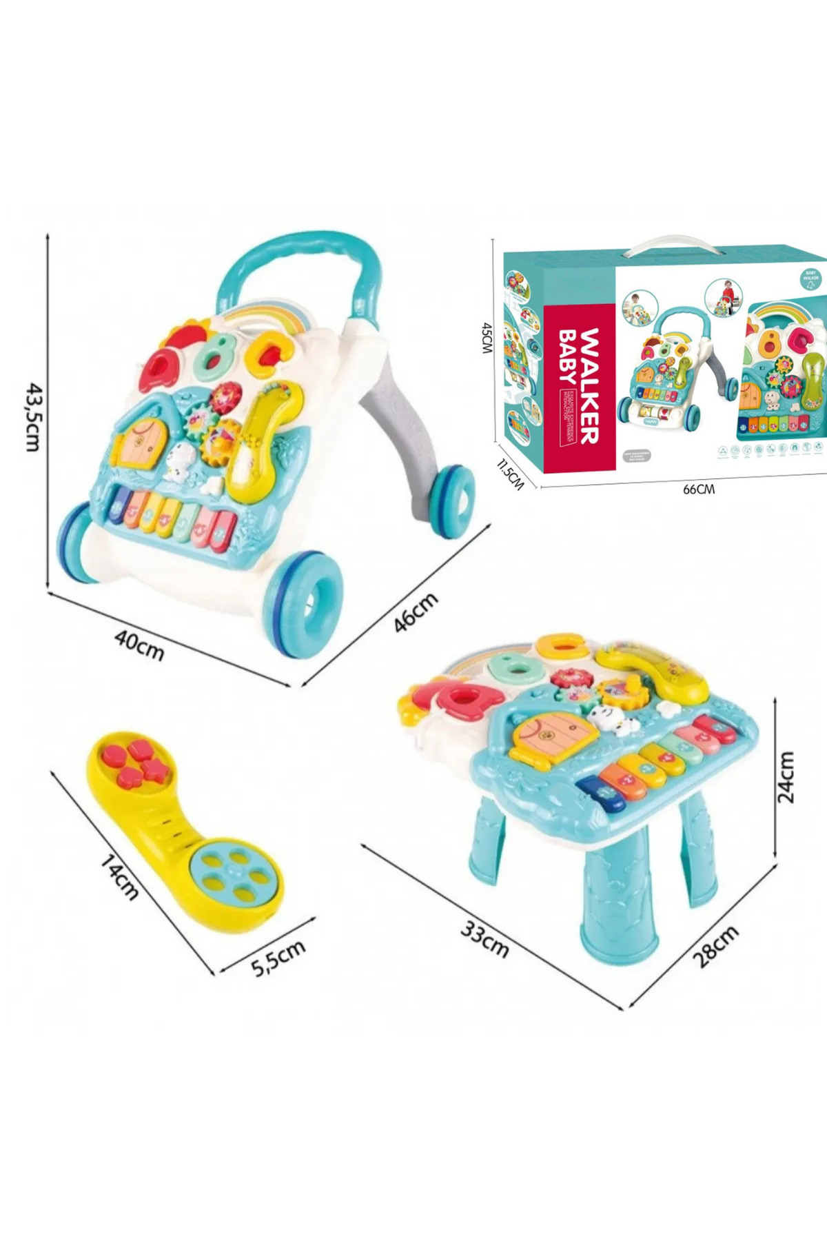 kosetoys Sesli Işıklı Piyanolu Yürüteç Aktivite Oyun Masası 4 in 1 MAVİ fotoğrafı 6 (önizleme)