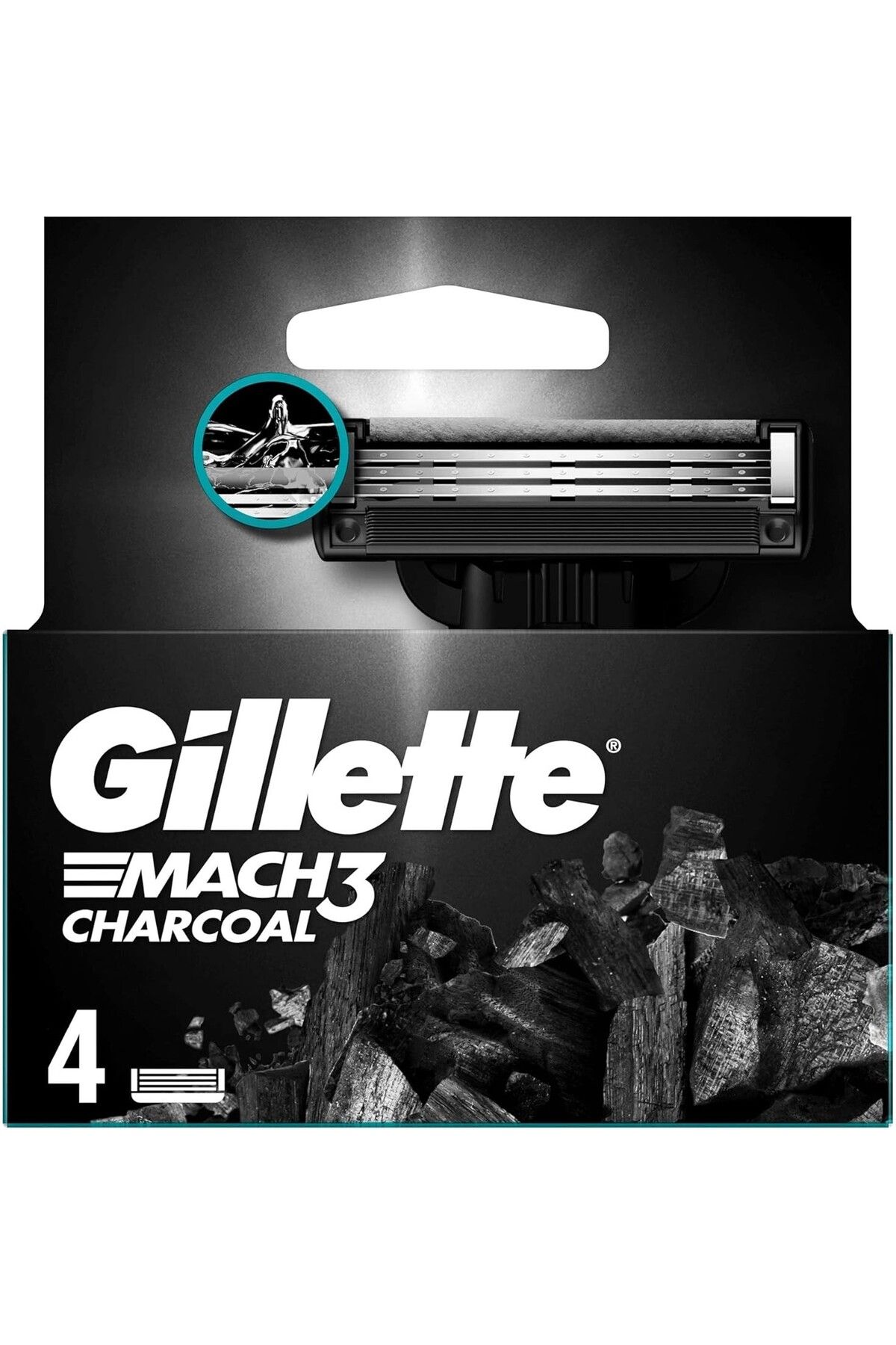Gillette Mach3 Charcoal Yedek Tıraş Bıçağı 4'lü - Diş Beyazlatıcı Köpük Hediye