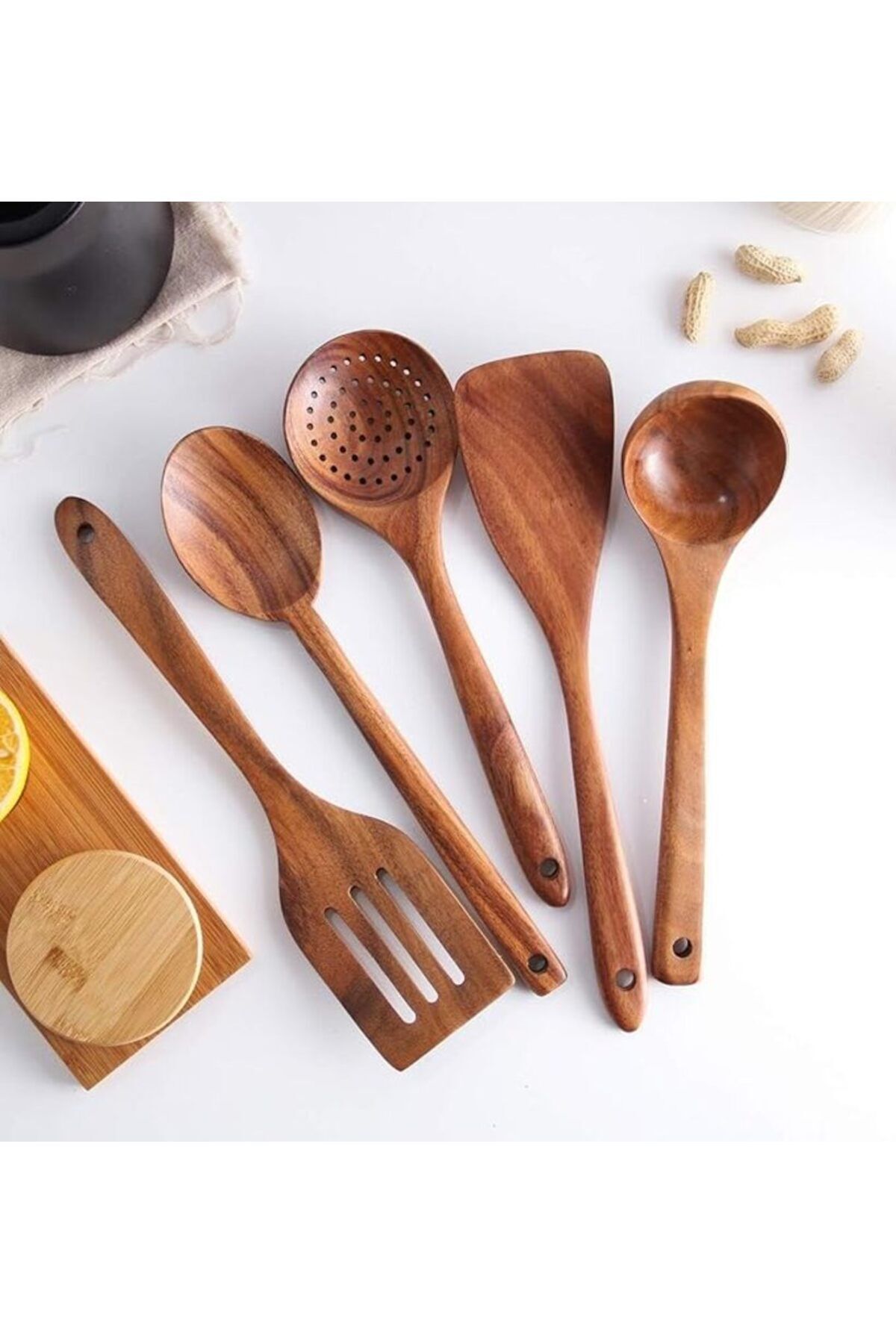 Kitchen-ملاعق طبخ خشب 5 قطع خشب الاكاسيا 5