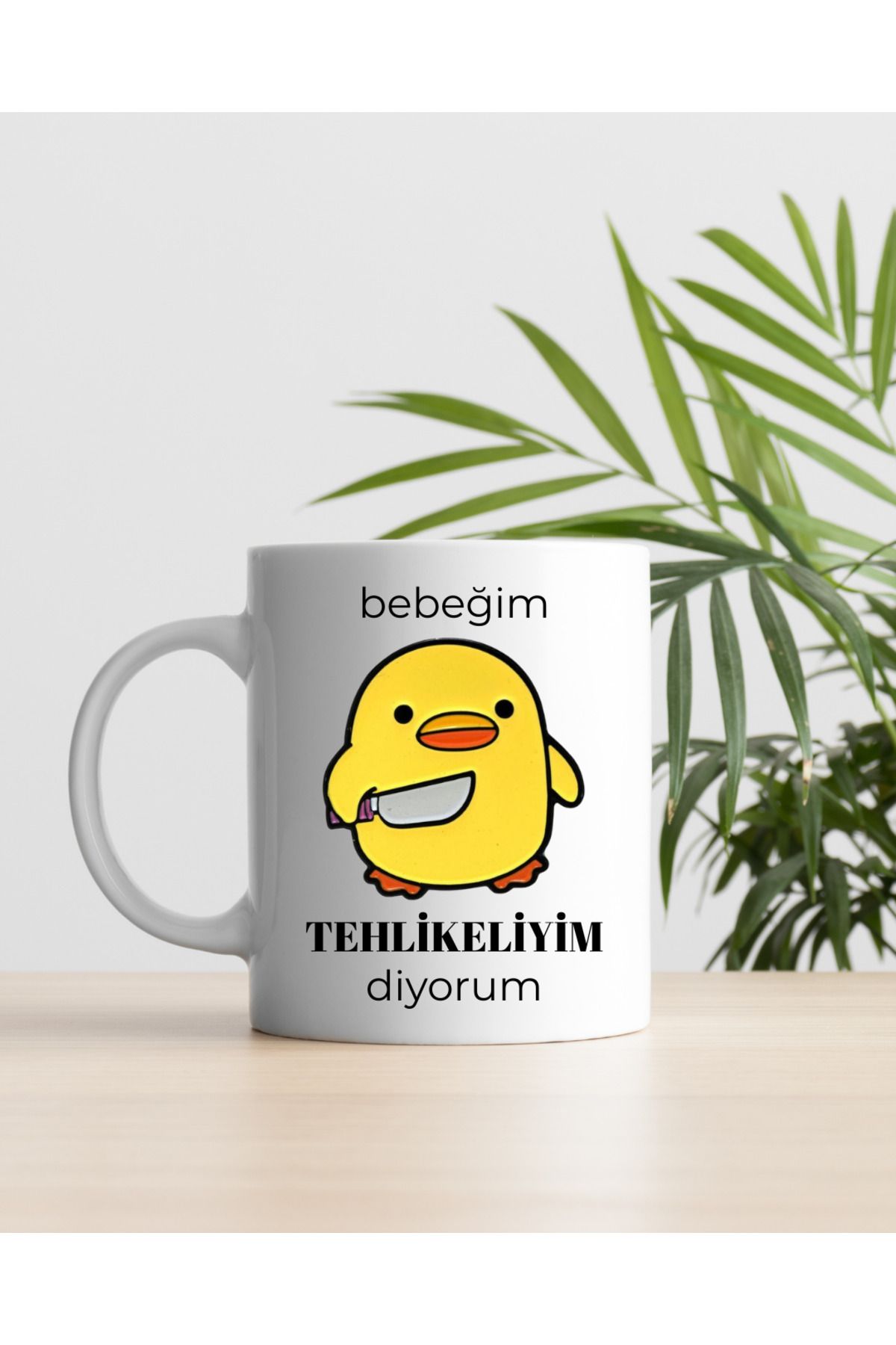 Home Civciv-Bebeğim Tehlikeliyim Diyorum Motto Baskılı Kupa Bardak-Makinede Yıkanabilir