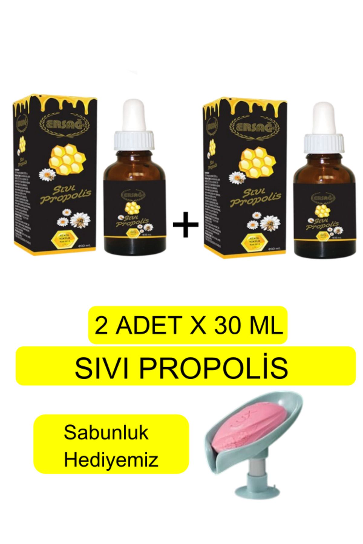 Ersağ Ersağ Sıvı Propolis (2adet)300ML Takviye Edici Gıda - Sabunluk Hediyemiz 2013-56