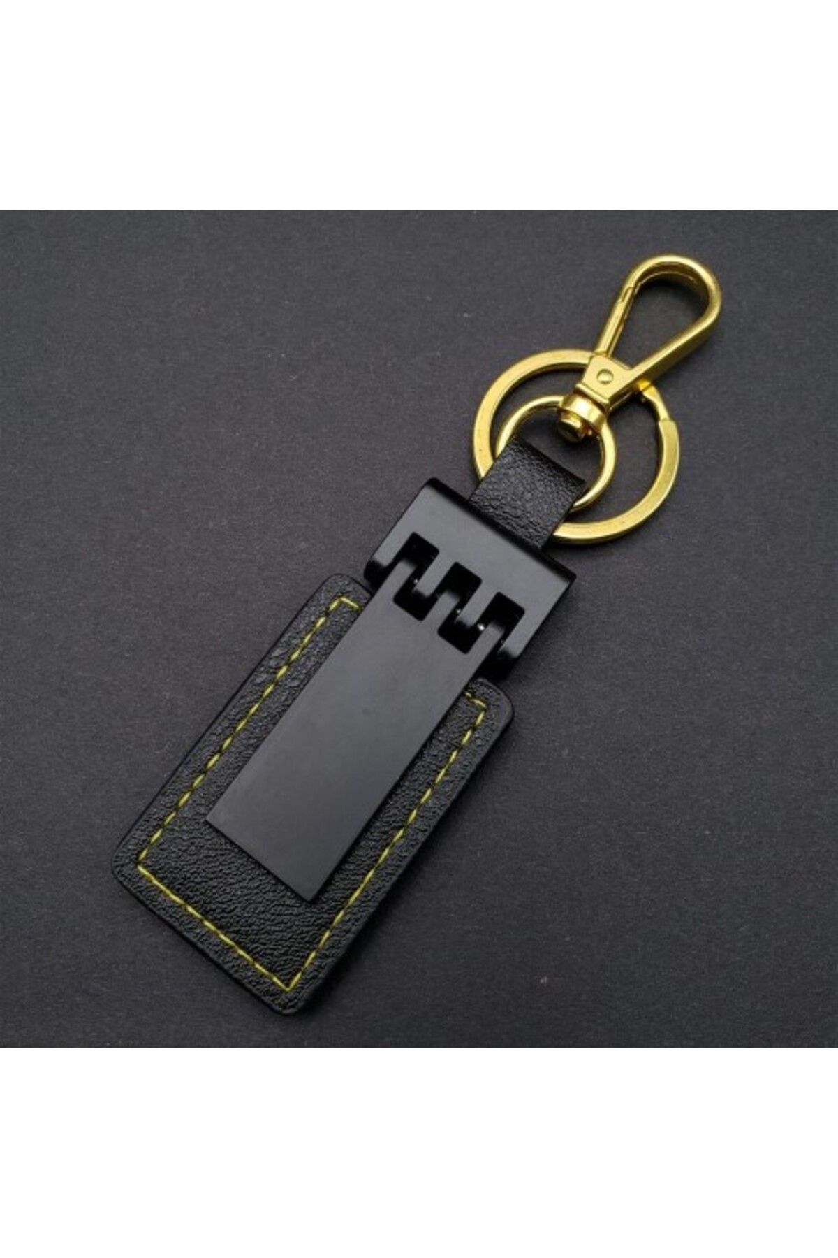 BellevieStore Siyah Gold Deri Metal Anahtarlık