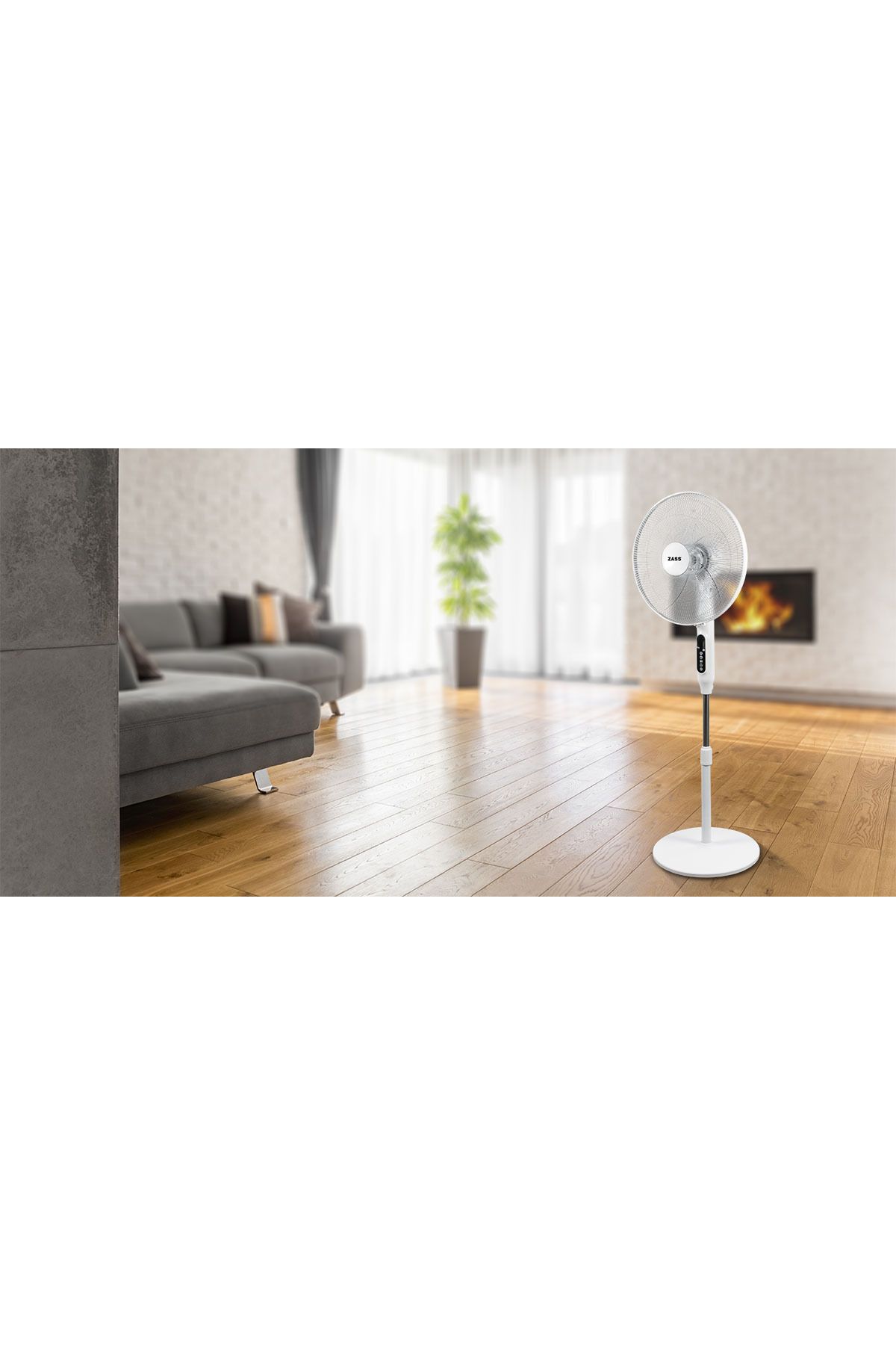 Zass-Zftr 04 Pedestal Fan With Remote Control, 55w, Temporizator, Display Led, 3 Fan Mode, Remote 10